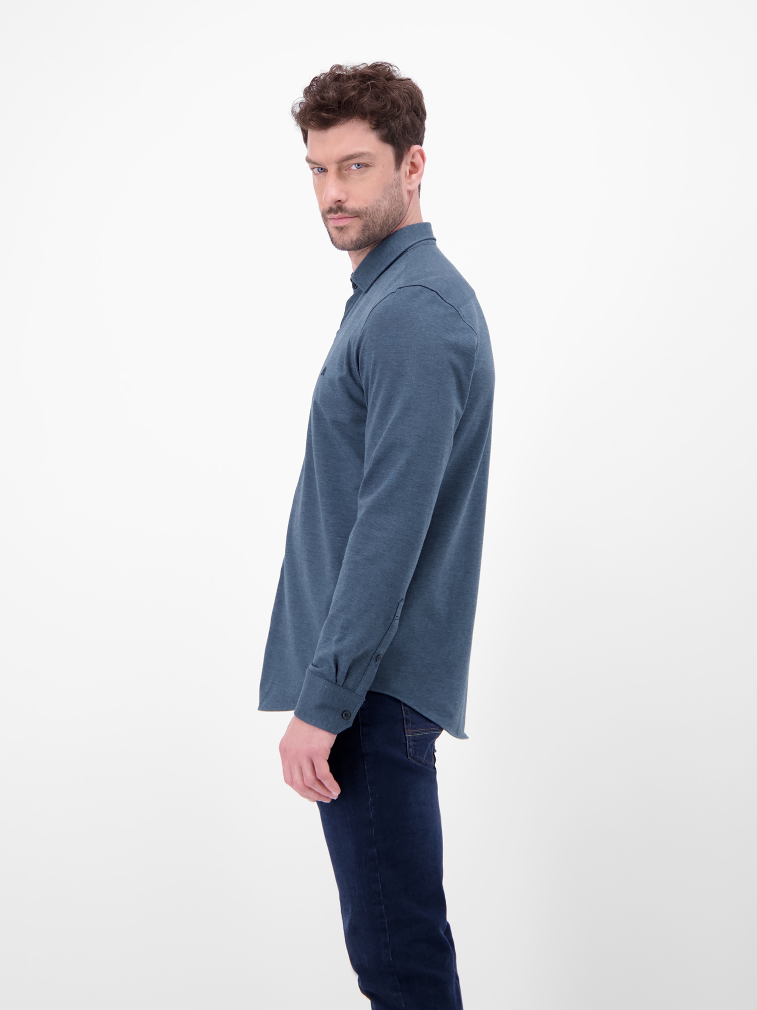 LERROS Langarmhemd »Jerseyhemd mit 2-Knopf-Manschette und Kentkragen«