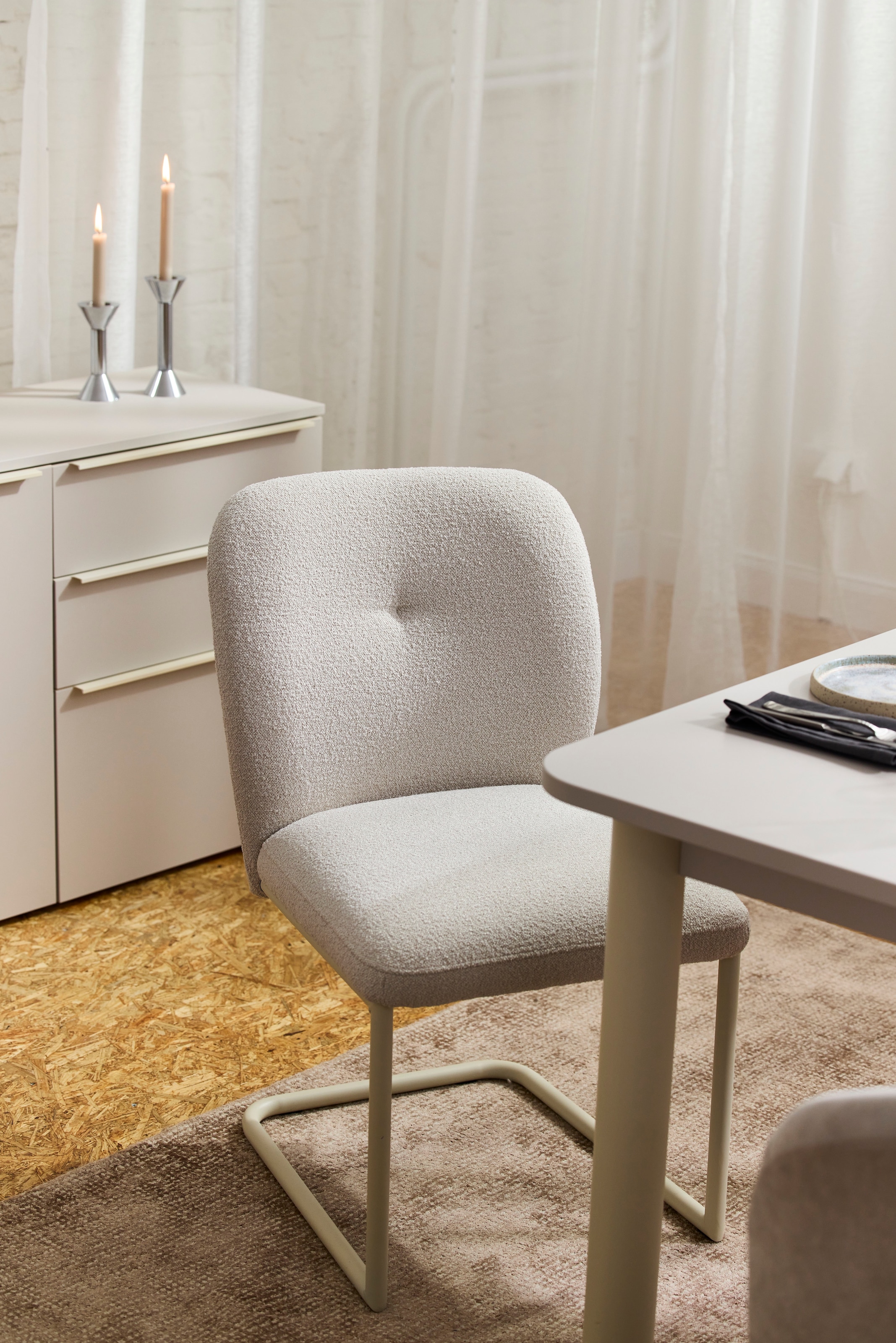 TOM TAILOR HOME Freischwinger »PEBBLE CHAIR«, (Set), 2 St., Webstoff Bouclé, Esszimmerstuhl, Freischwinger, 140 kg belastbar, Rundrohrgestell