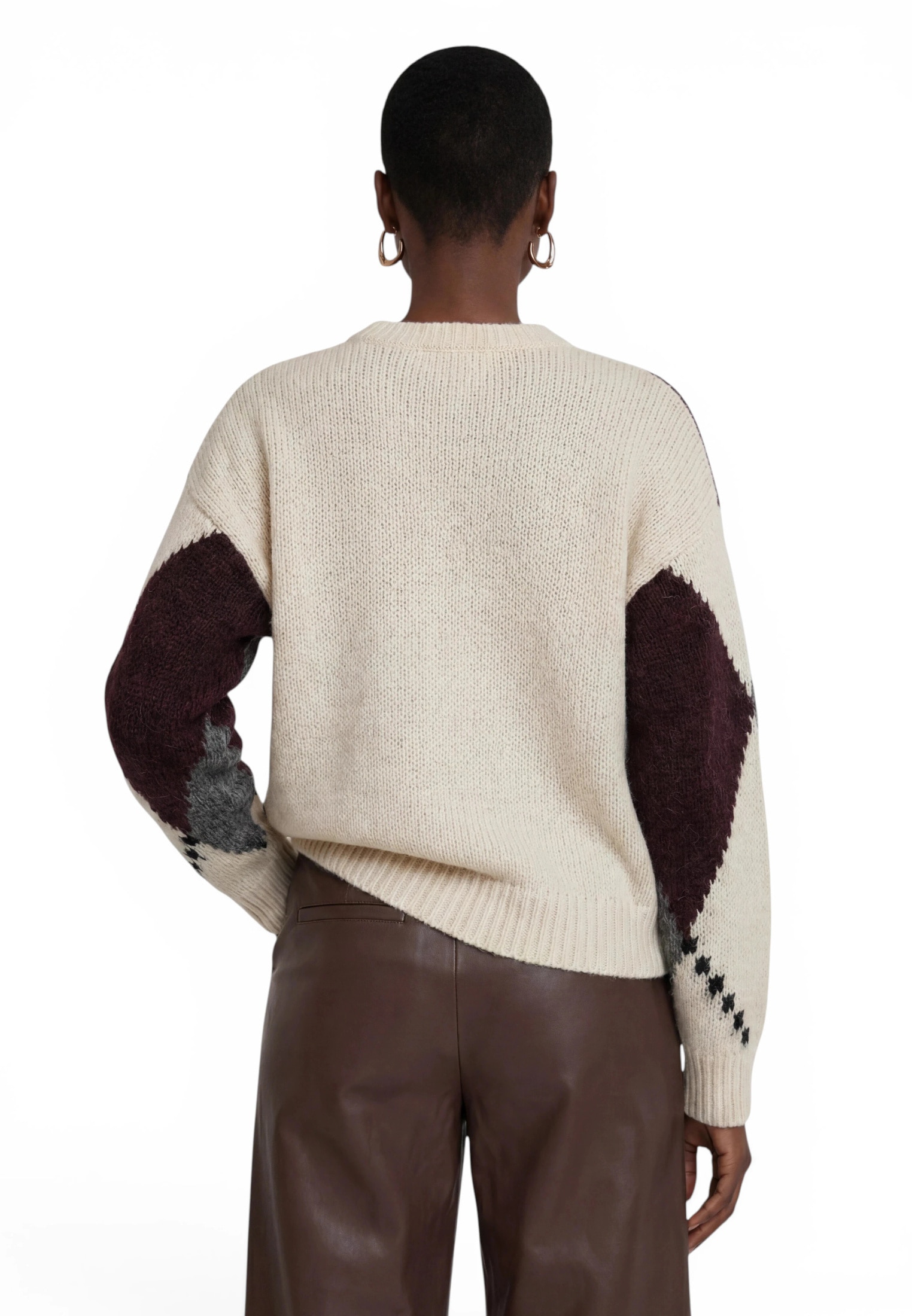 Zero Rundhalspullover »Grobstrick-Pullover mit Intarsie«