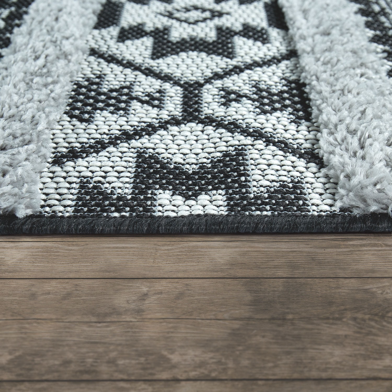Paco Home Teppich »Eupen 472«, rechteckig, 22 mm Höhe, Hoch-Tief-Struktur, Rauten Muster, gestreift, In- und Outdoor geeignet