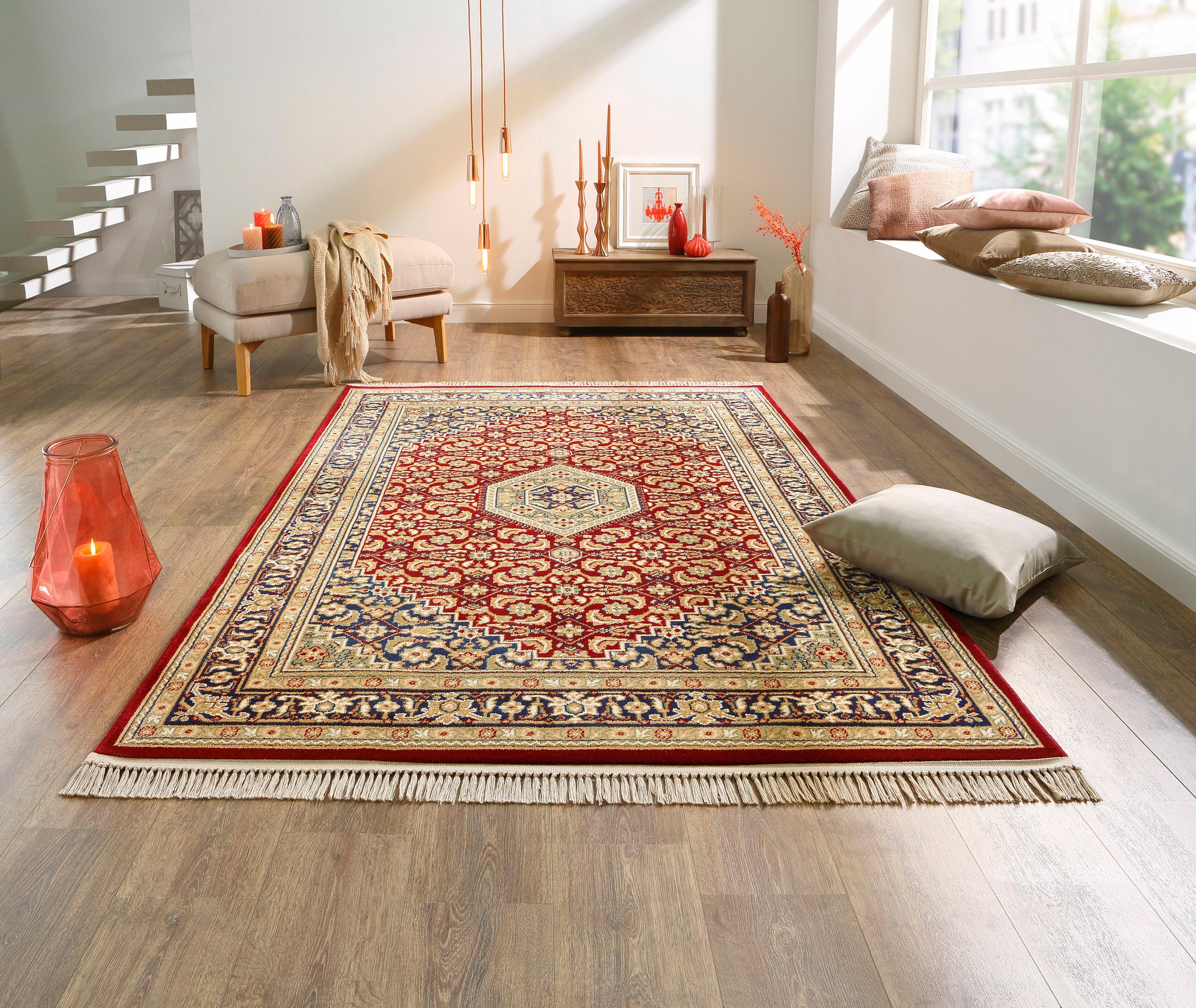 Home affaire Teppich »Kassandra«, rechteckig, 9 mm Höhe, Orient-Optik, mit Bordüre, Teppich, Kurzflor, Weich, Pflegeleicht