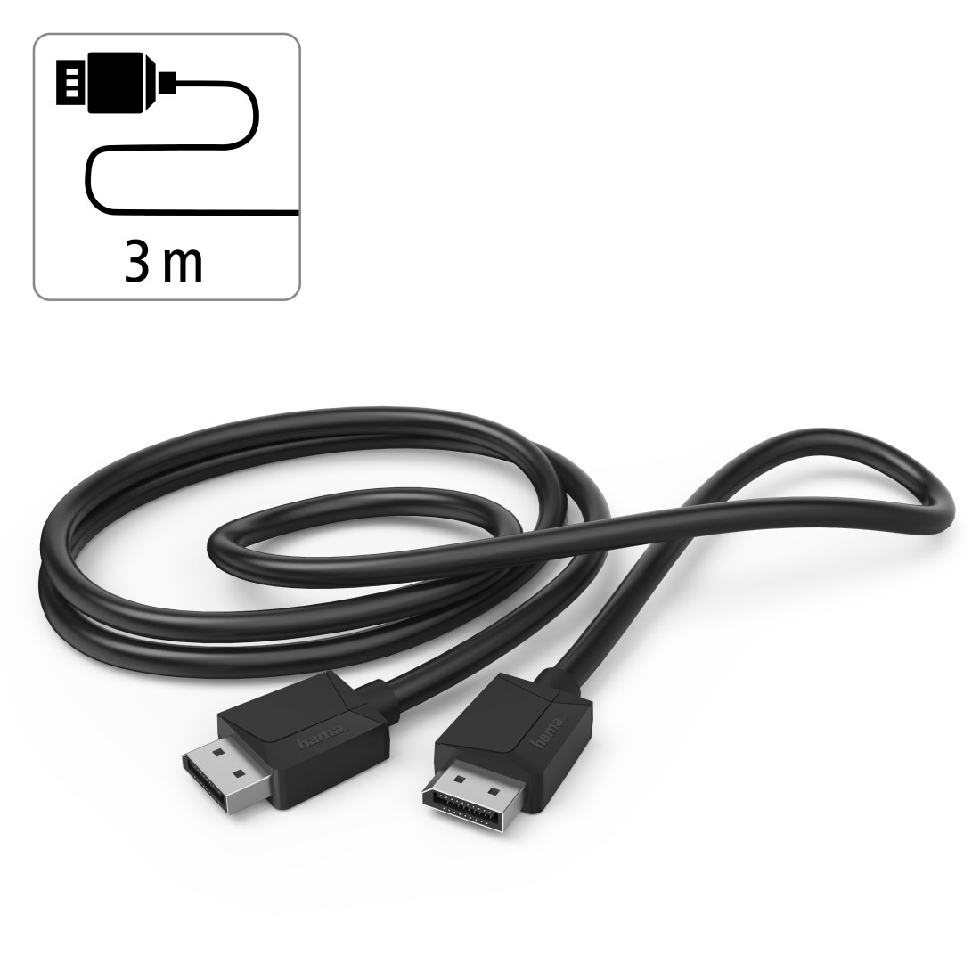 Hama Audio- & Video-Kabel »DisplayPort-Kabel mit schlanken Display-Port Stecker, 21,6 Gbit/s«, DisplayPort, DisplayPort, 300 cm, doppelt geschirmt, Max. Auflösung 4K 4096 x 2160 Bildpunkte, 3 Meter