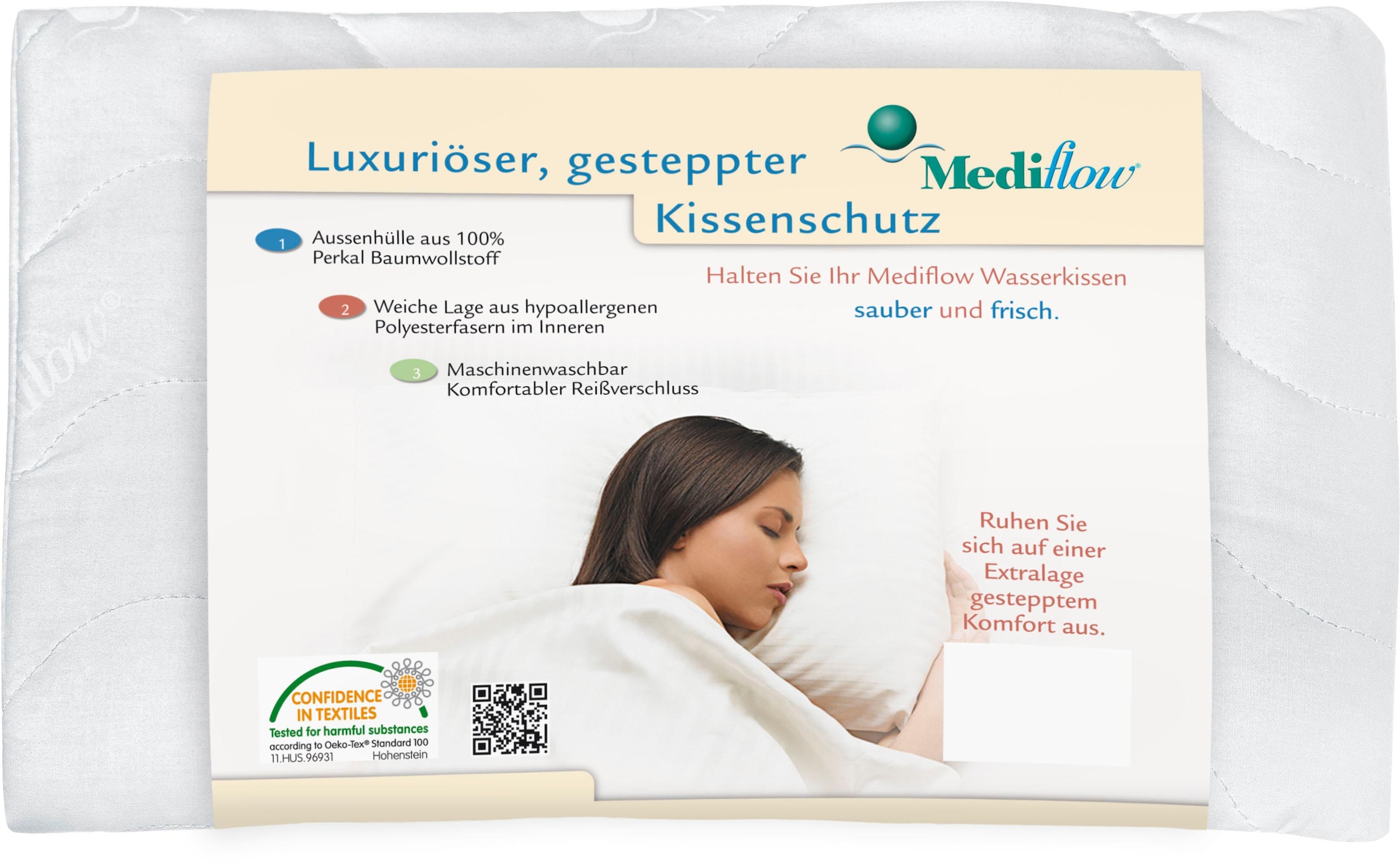 Mediflow Wasserkissen "Mediflow gesteppter Luxus Schonbezug 5020 40x80cm"