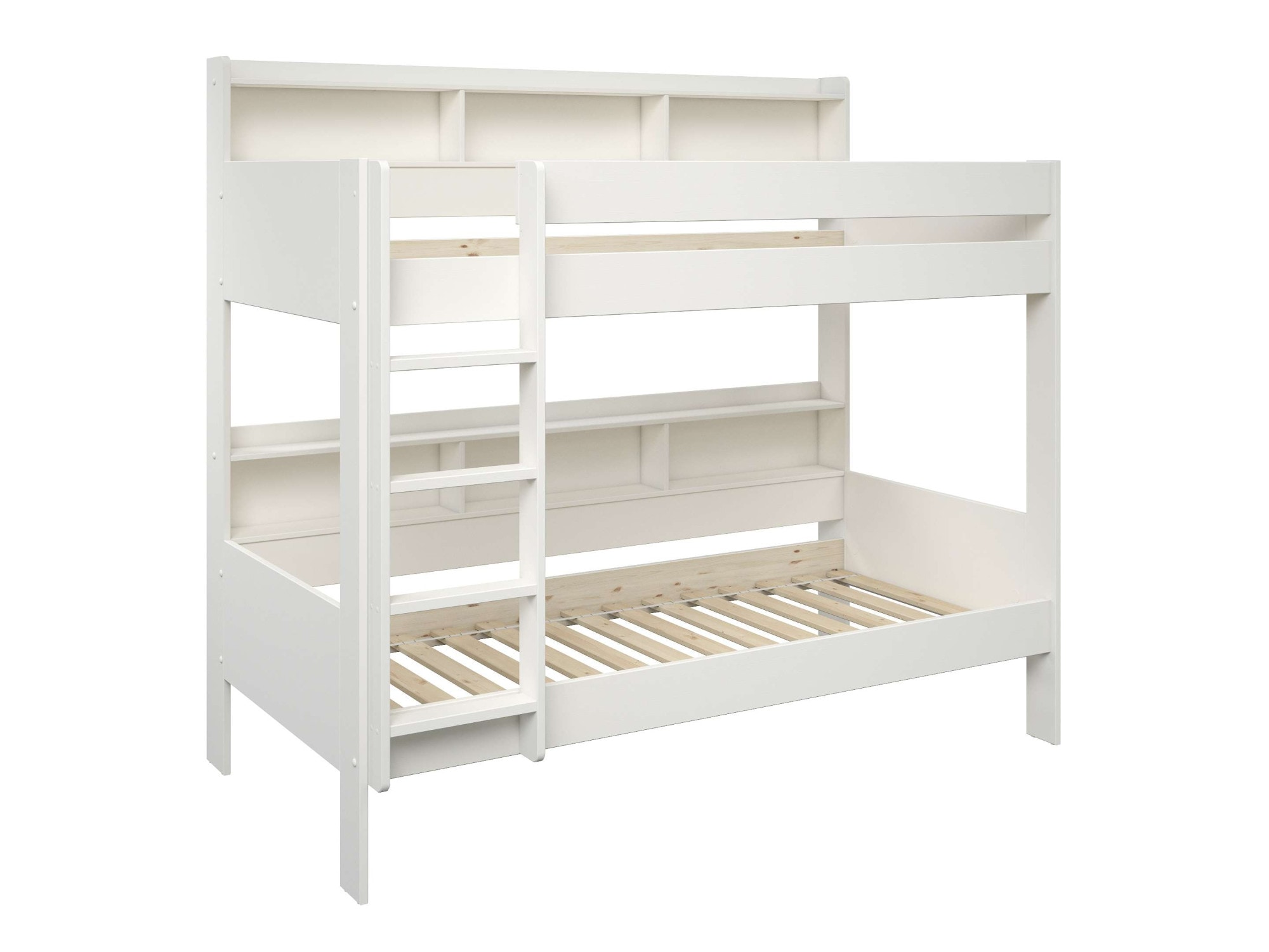 Lüttenhütt Etagenbett »JAIME, Stockbett, mit Regalen, Schublade als Ausziehbett optional«, (ca. 186x115x204 Höhe/Breite/Länge), FSC® zertifiziertes Massivholz, viel Stauraum und Abstellfläche