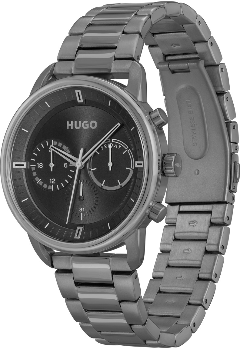 HUGO Multifunktionsuhr »#ADVISE«, Quarzuhr, Armbanduhr, Herrenuhr, Datum, Edelstahlarmband