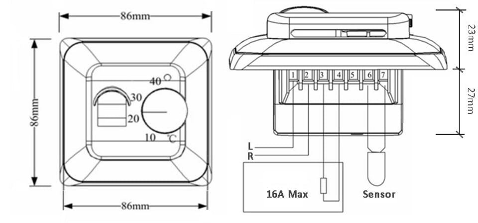 PEROBE Raumthermostat »Temperaturregler analog«, mit Bodenfühler für elektrische Fußbodenheizungen