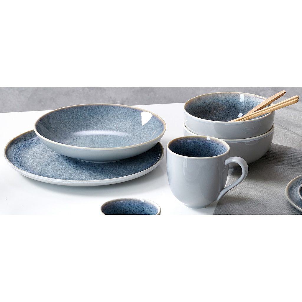 Ritzenhoff & Breker Kombiservice »Geschirr-Set, Service Skagen Stone«, (Set, 12 tlg., 4 Teller (Ø 26,5 cm), 4 Kaffeebecher (Ø 10 cm), 4 Schalen (Ø 15 cm)