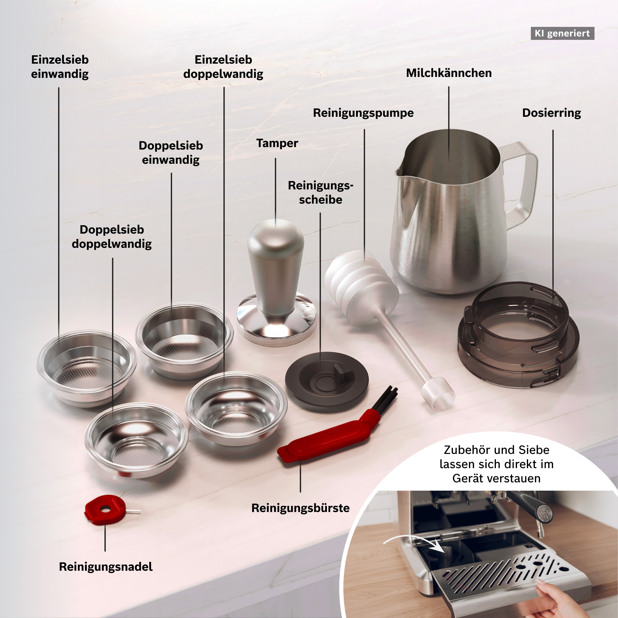 BOSCH Espressomaschine »Bosch halbautomatische Siebträgermaschine HomeCafé Serie 4« Integriertes Mahlwerk, 58mm-Siebträger, 30 Mahlgrade, 5 Direktwahl