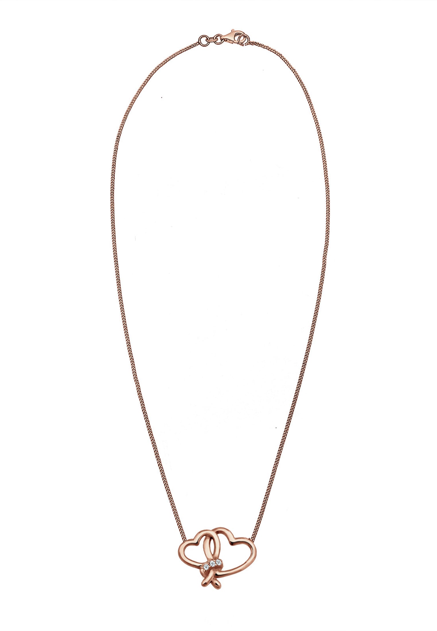 Elli DIAMONDS Silberkette »Halskette Doppeltes Herz Diamant Weiß (0.045 ct) 925 Sterling Silber«