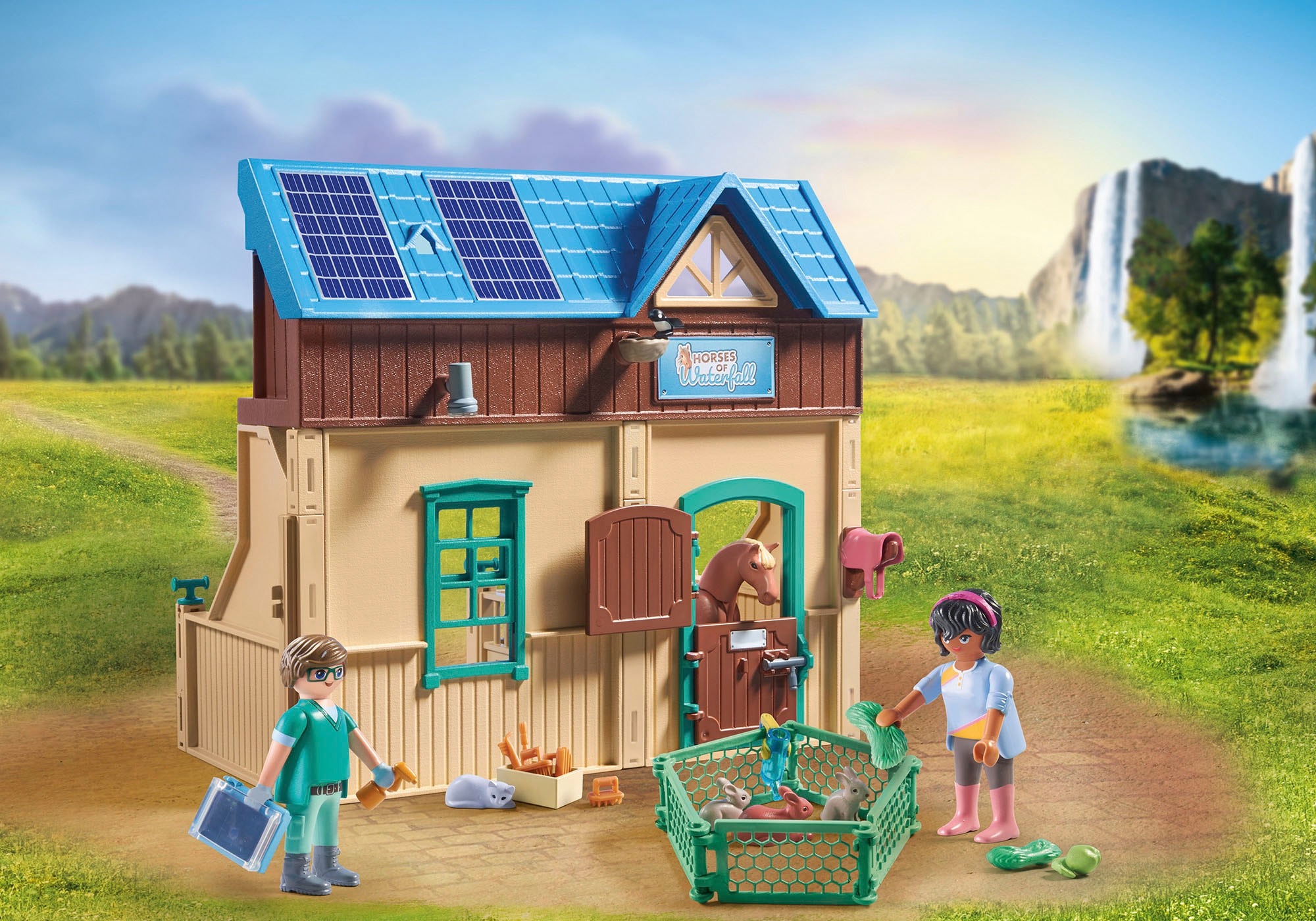 Playmobil® Konstruktions-Spielset »Reittherapie & Tierarztpraxis (71352), Horses of Waterfall«, (164 St.)