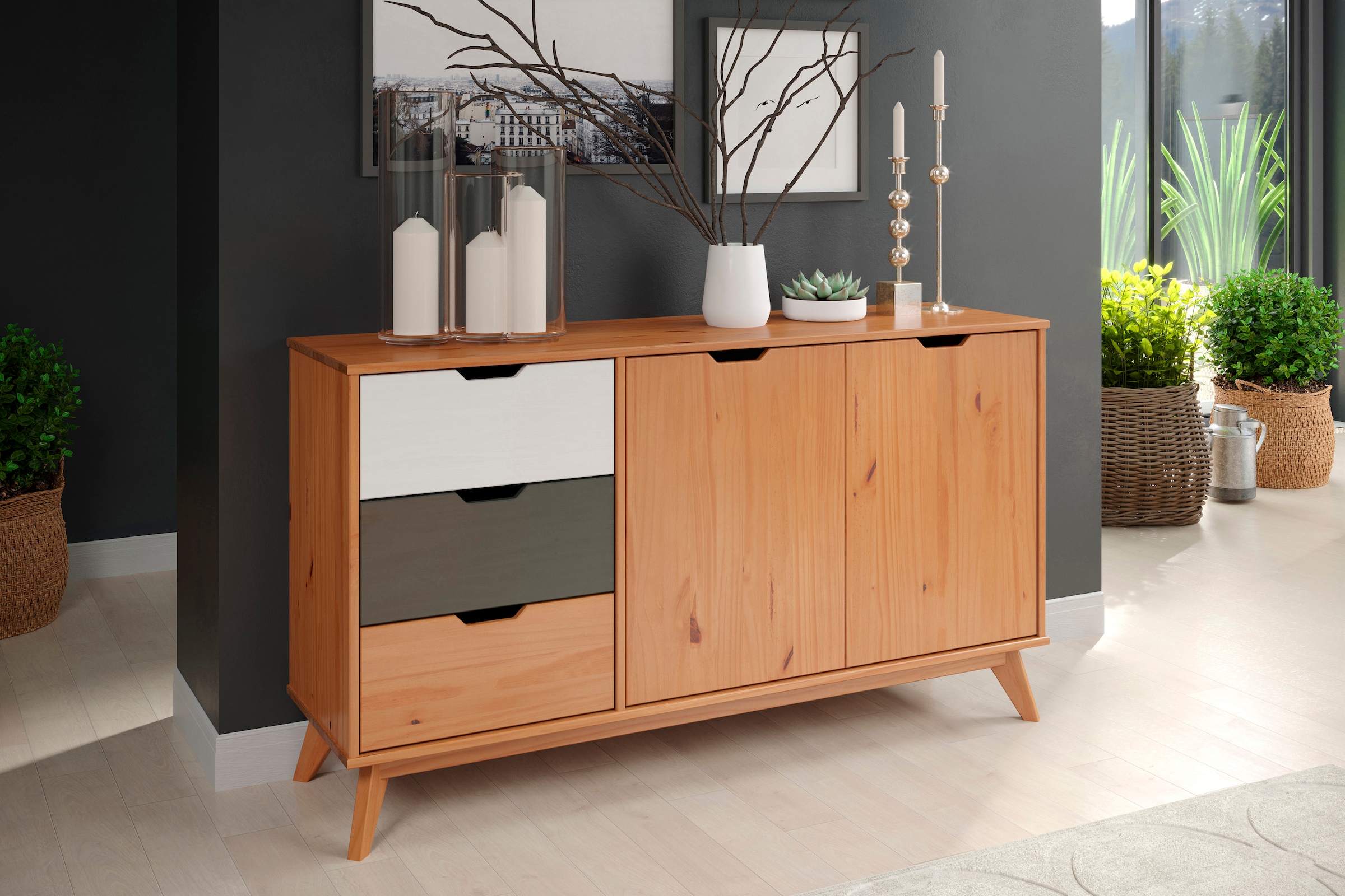 INTER-FURN Sideboard »Scandik«, praktisch und aus massiver Kiefer