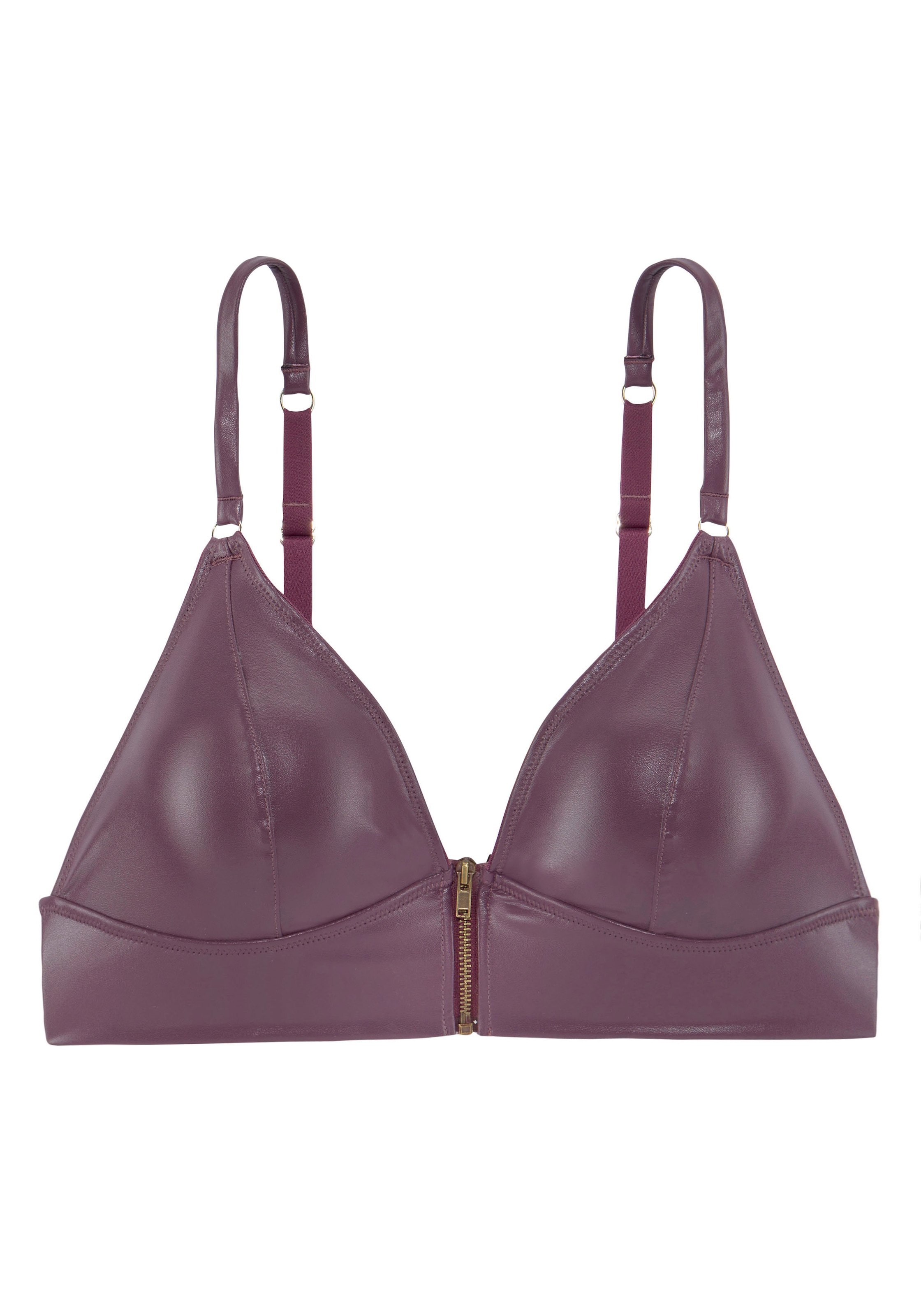 petite fleur gold Bralette-BH, ohne Bügel in Leder-Optik mit Reißverschluss, Kunstleder, sexy Dessous