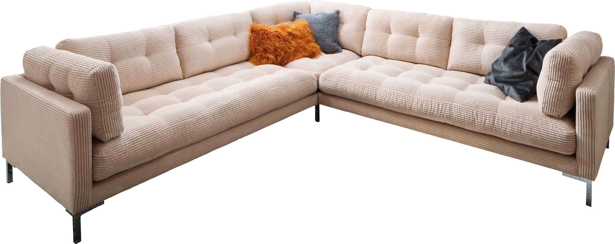 Trends by HG Wohnlandschaft »Landau U-Form«, in Cord-Stoff mit Metallfuß