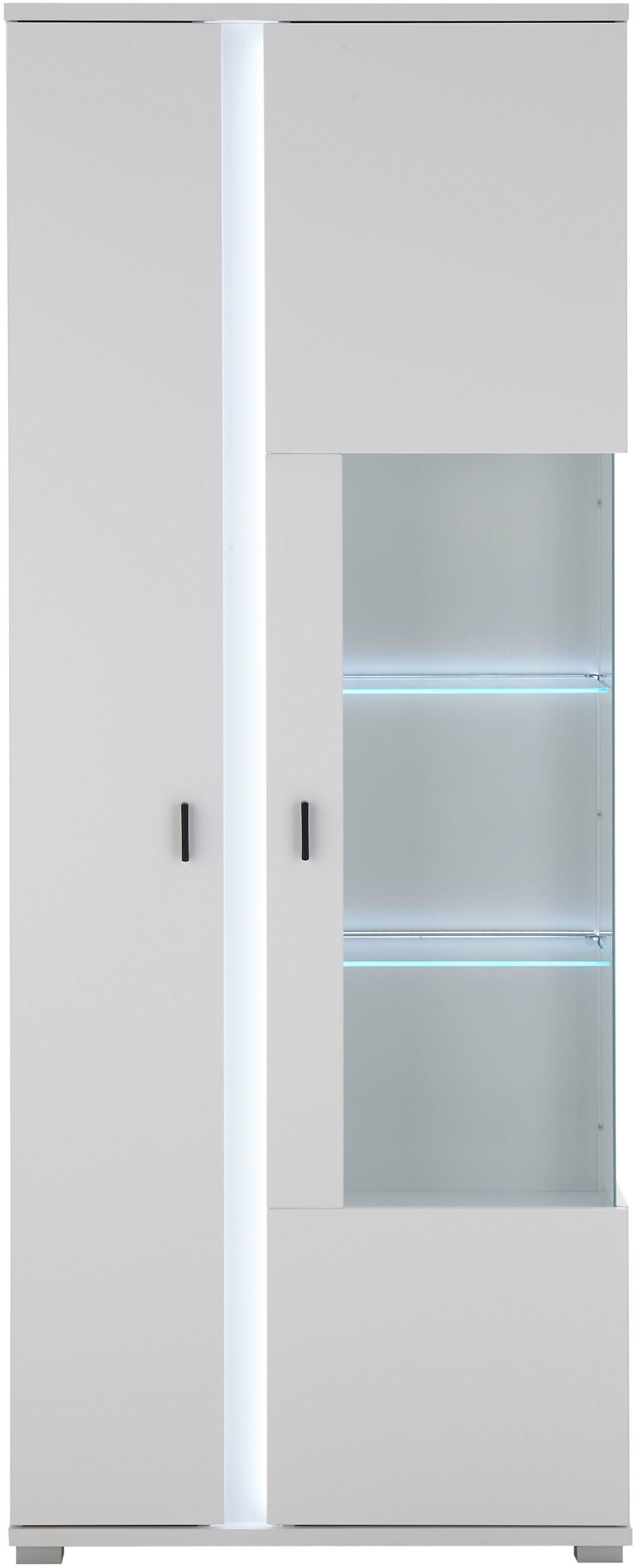 INOSIGN Vitrine »LONG ISLAND, Stauraumvitrine«, (1 St.), in moderner Trendfarbe,inklusive senkrechter Beleuchtung,Breite 80 cm