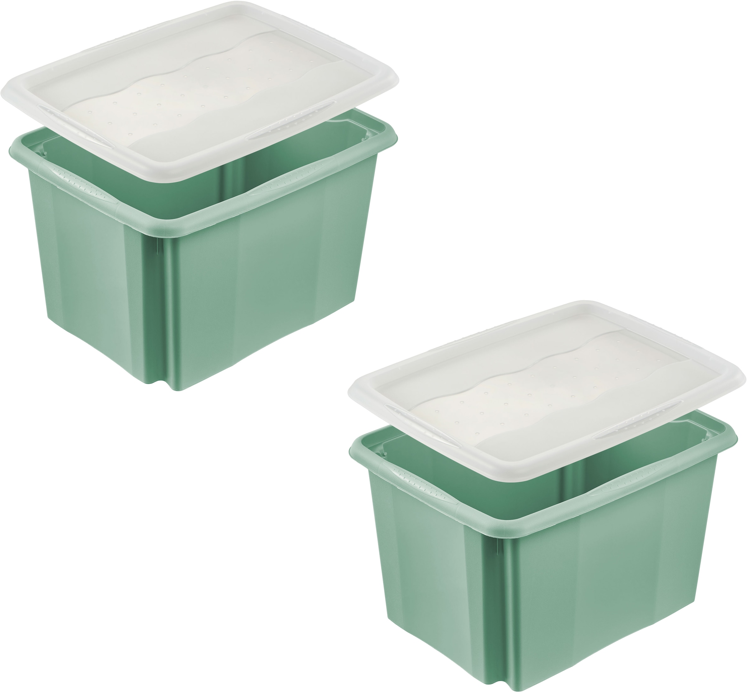 keeeper Aufbewahrungsbox »Emil, Box mit Deckel, 2er Set, 30 L, 45 x 35 x 27 cm« ineinander und aufeinander stapelbar