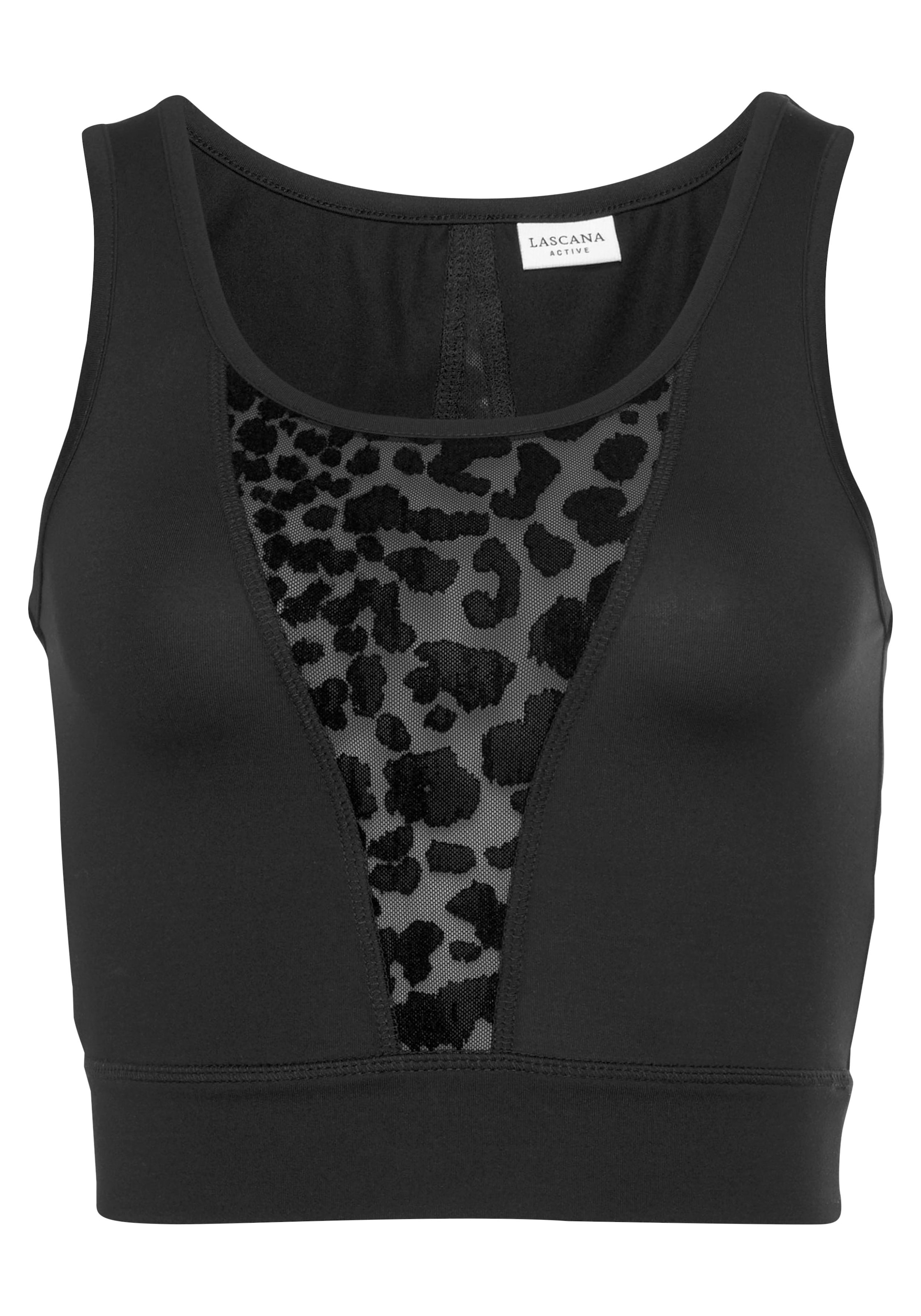 LASCANA ACTIVE Funktionsshirt, mit Mesh-Einsatz und Leo Muster