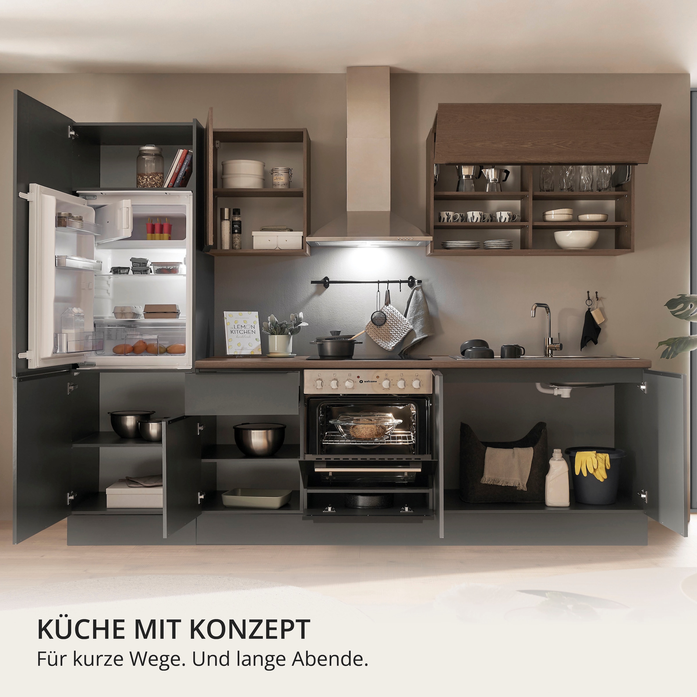KOCHSTATION Küchenzeile »Cocco« Breite 270 cm, wahlweise mit E-Geräten und Induktion