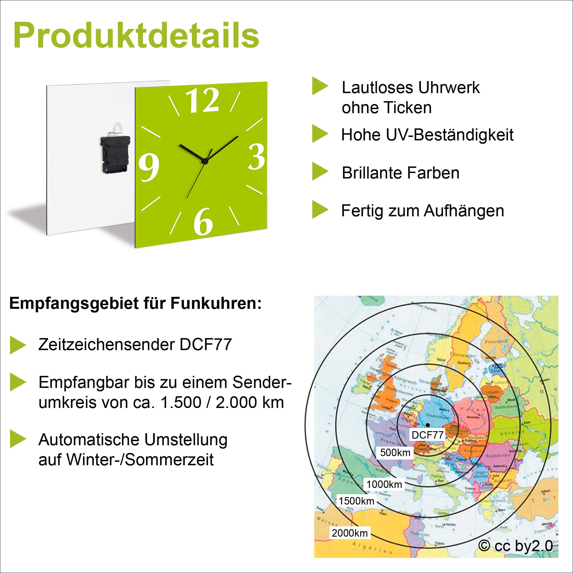 Artland Wanduhr »Uni Trendfarben« wahlweise mit Quarz- oder Funkuhrwerk, lautlos ohne Tickgeräusche