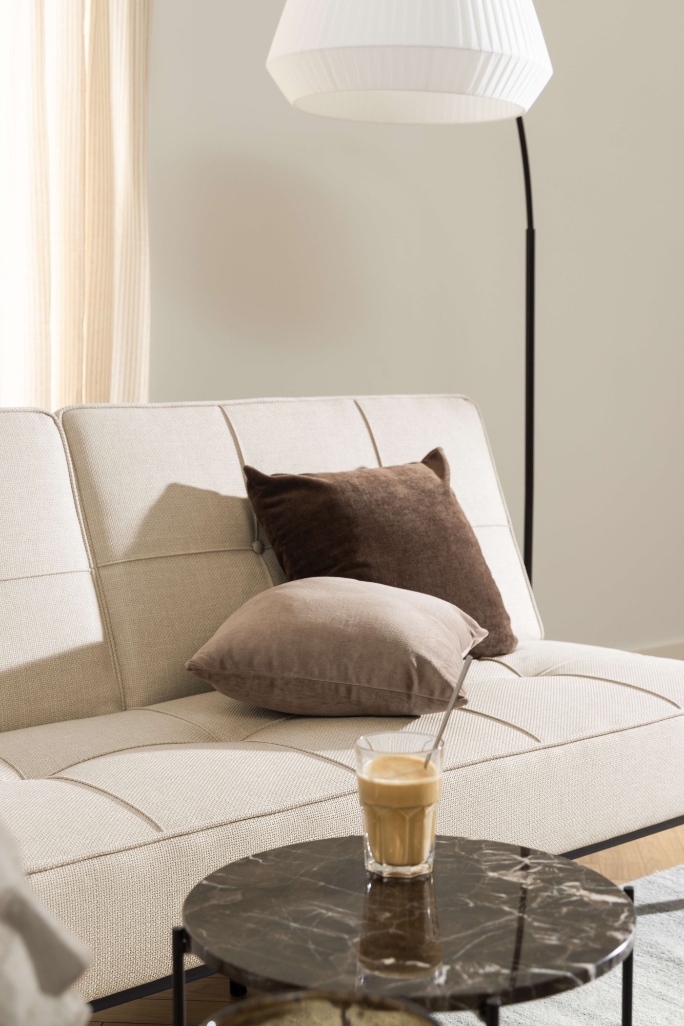 ACTONA GROUP Beistelltisch »Avila«, Ecktisch, rund, Tischplatte aus Marmorstein, T: 52 cm