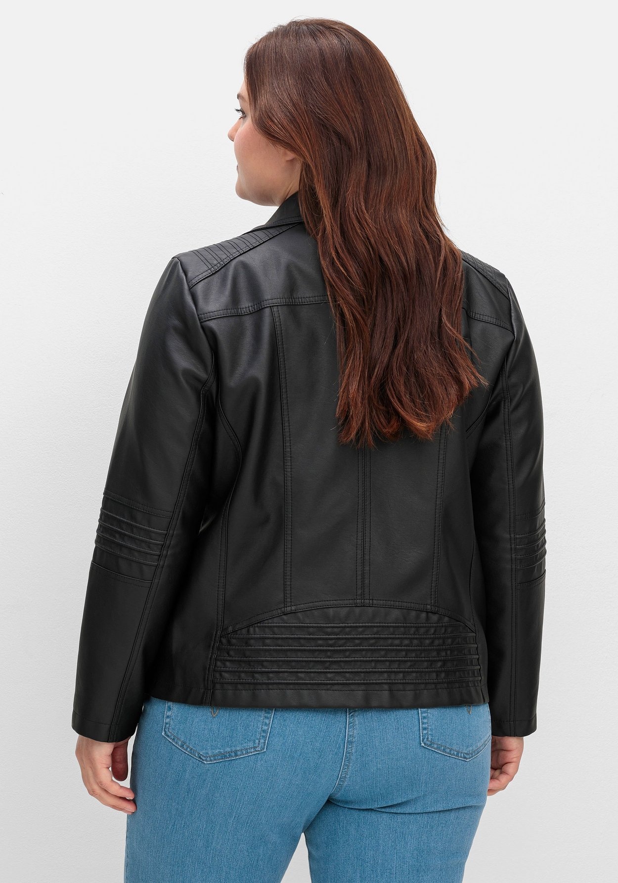 Sheego Lederimitatjacke »Bikerjacke im Bikerlook«, ohne Kapuze, im Bikerlook