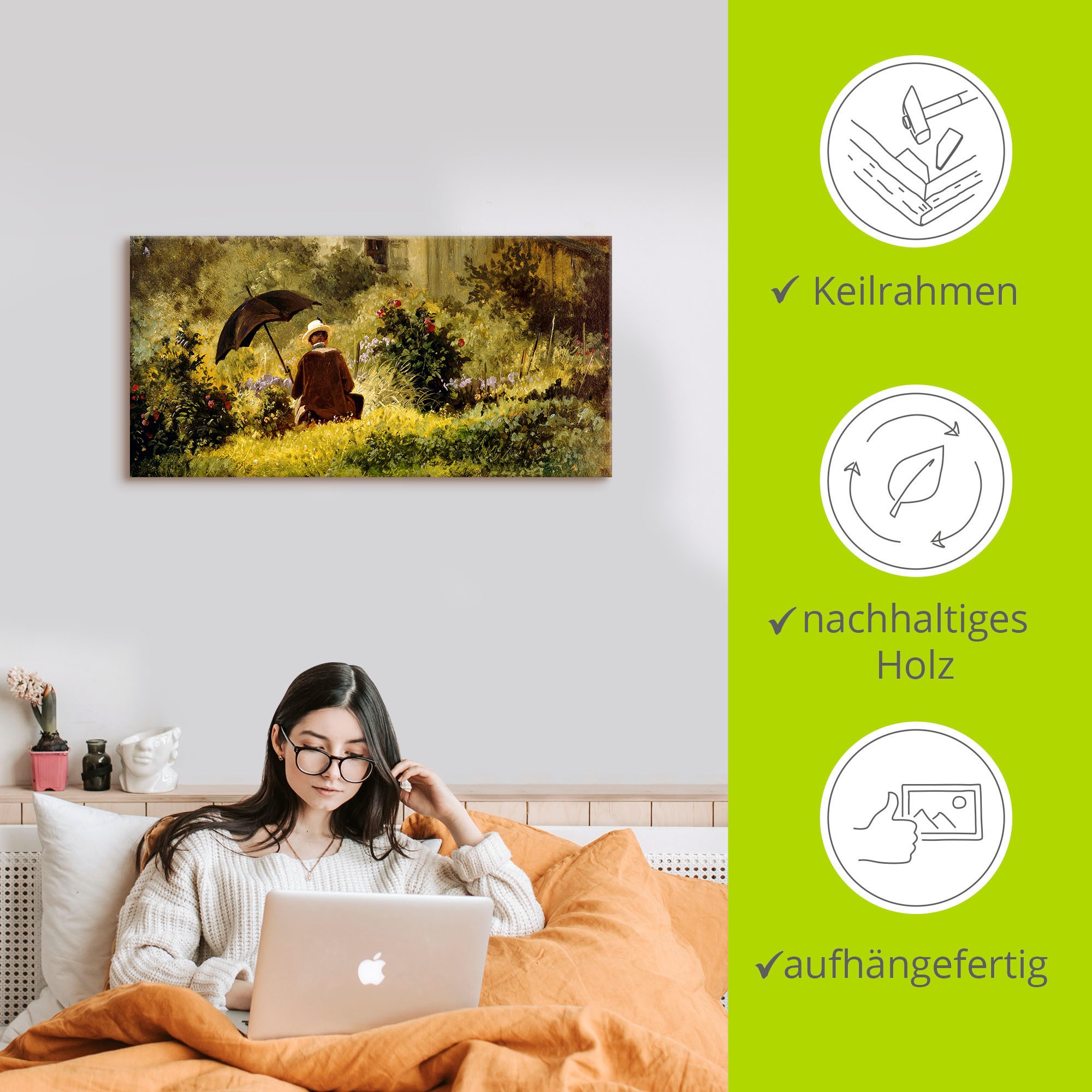 Artland Leinwandbild »Der Maler im Garten«, Mann, (1 St.), auf Keilrahmen gespannt