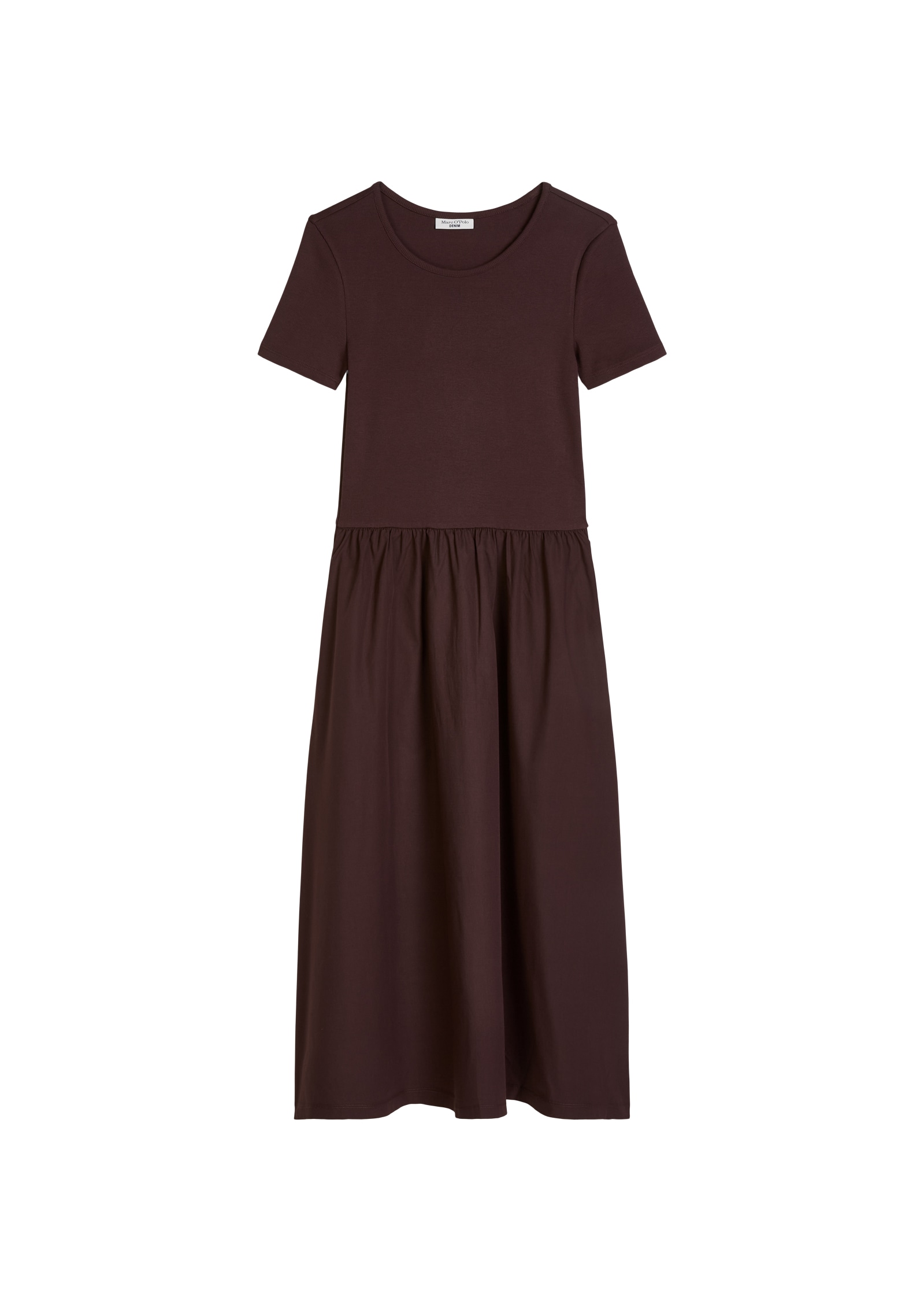 Marc O'Polo DENIM Jerseykleid Seitennahttaschen flared mit Baumwoll-Popelinerock