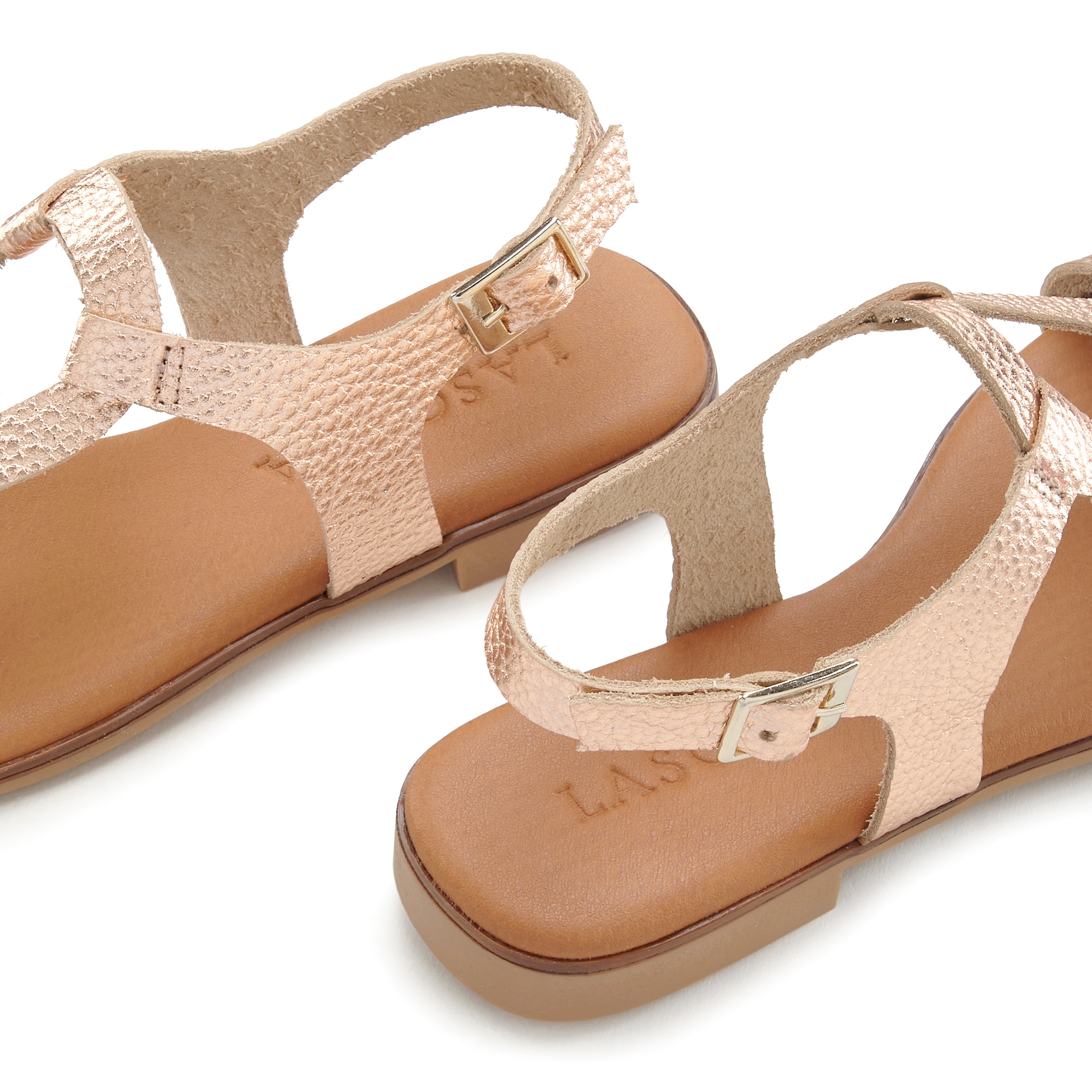 LASCANA Sandale »Sommerschuh«, Sandalette, Sommerschuh aus hochwertigem Leder im Metallic-Look