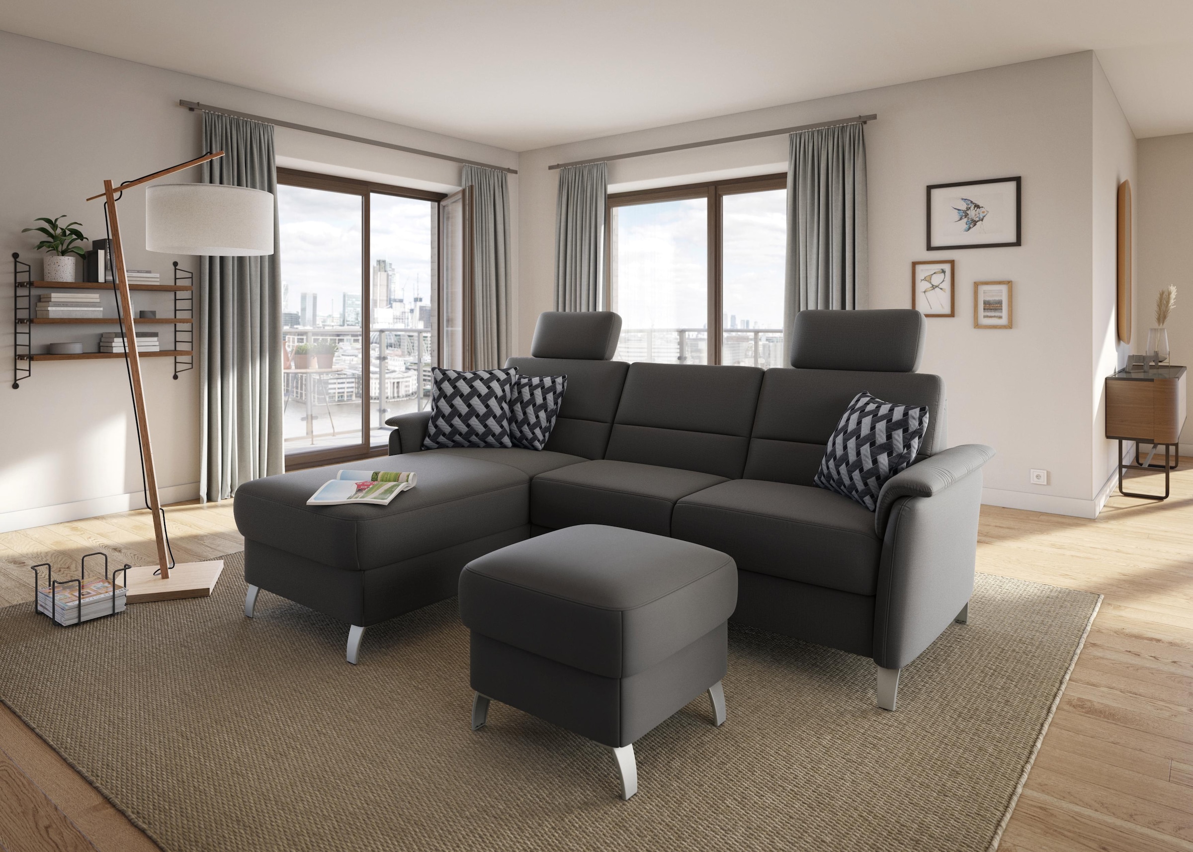sit&more Hocker »Palmera, B: 58 cm«, mit Stauraum, Federkern