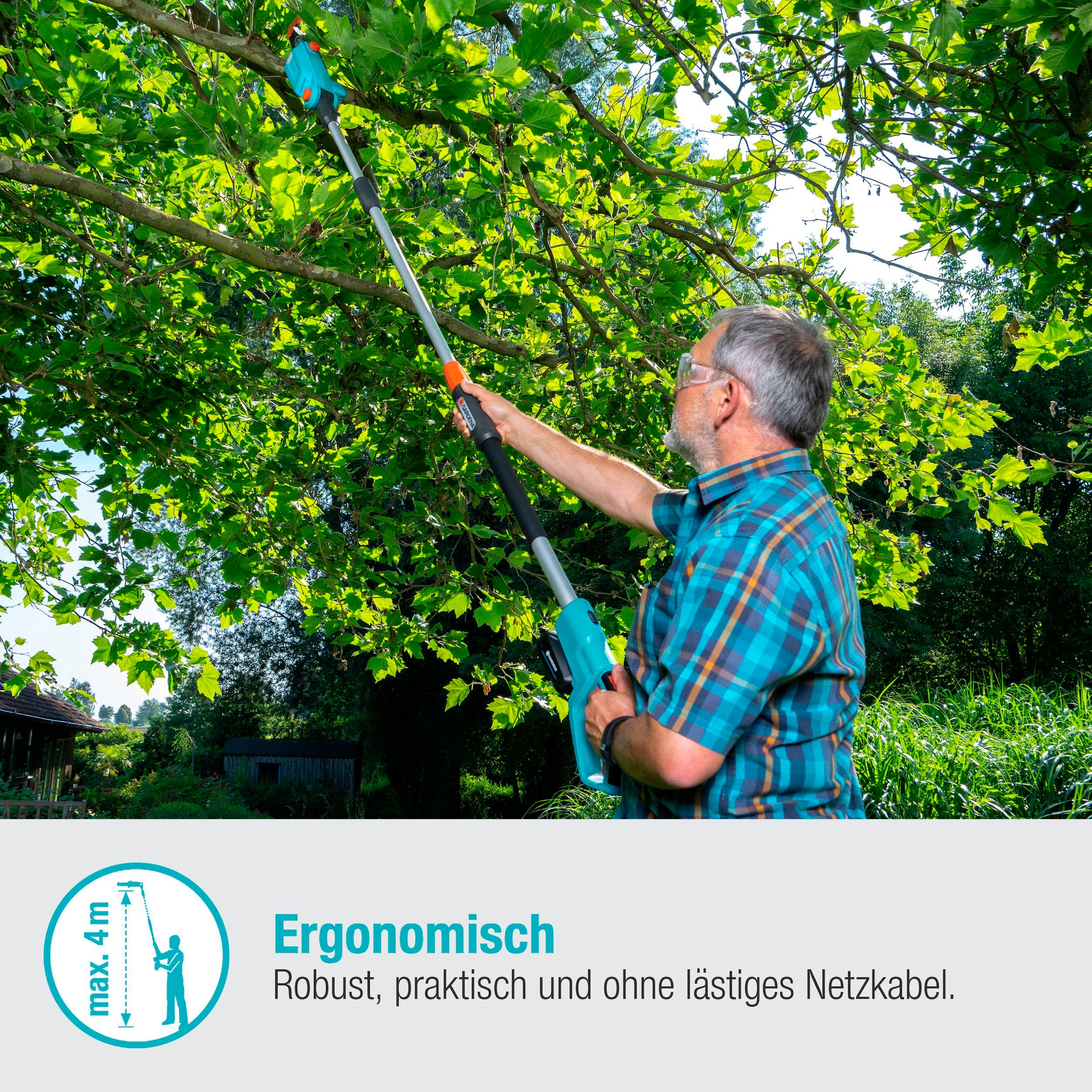 GARDENA Akku-Hochentaster »TCS 20/18 V P4A Ready-To-Use-Set«, (mit Akku und Ladegerät)