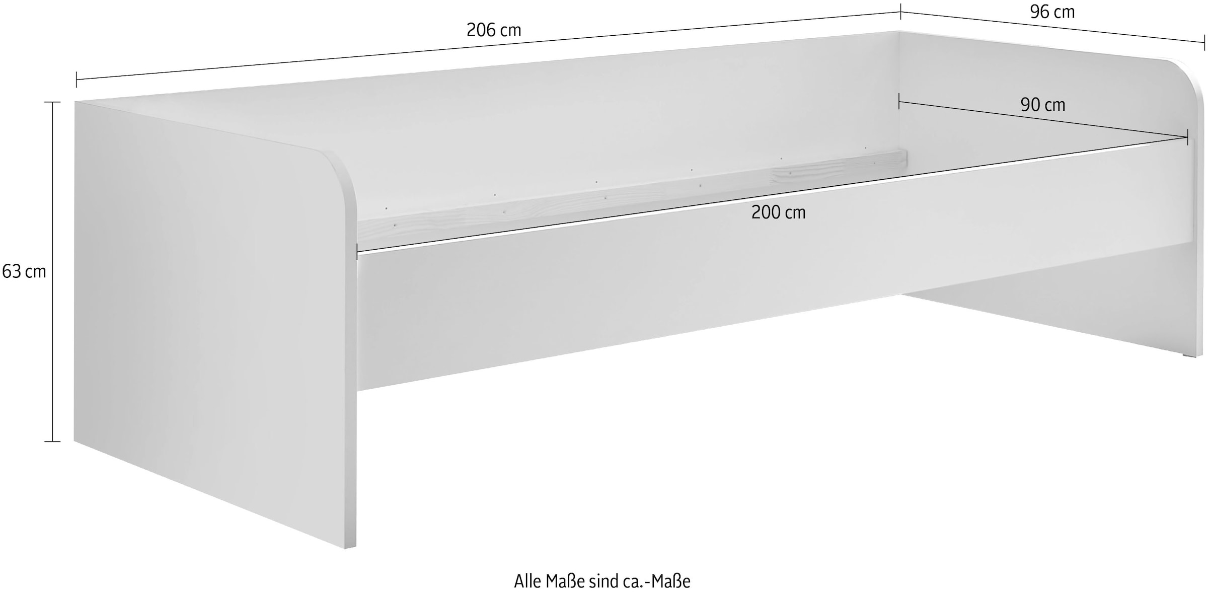 Begabino Bettgestell »Karla Einzelbett, Jugendbett«, 90x200 cm, Bett in 3 Farbausführungen
