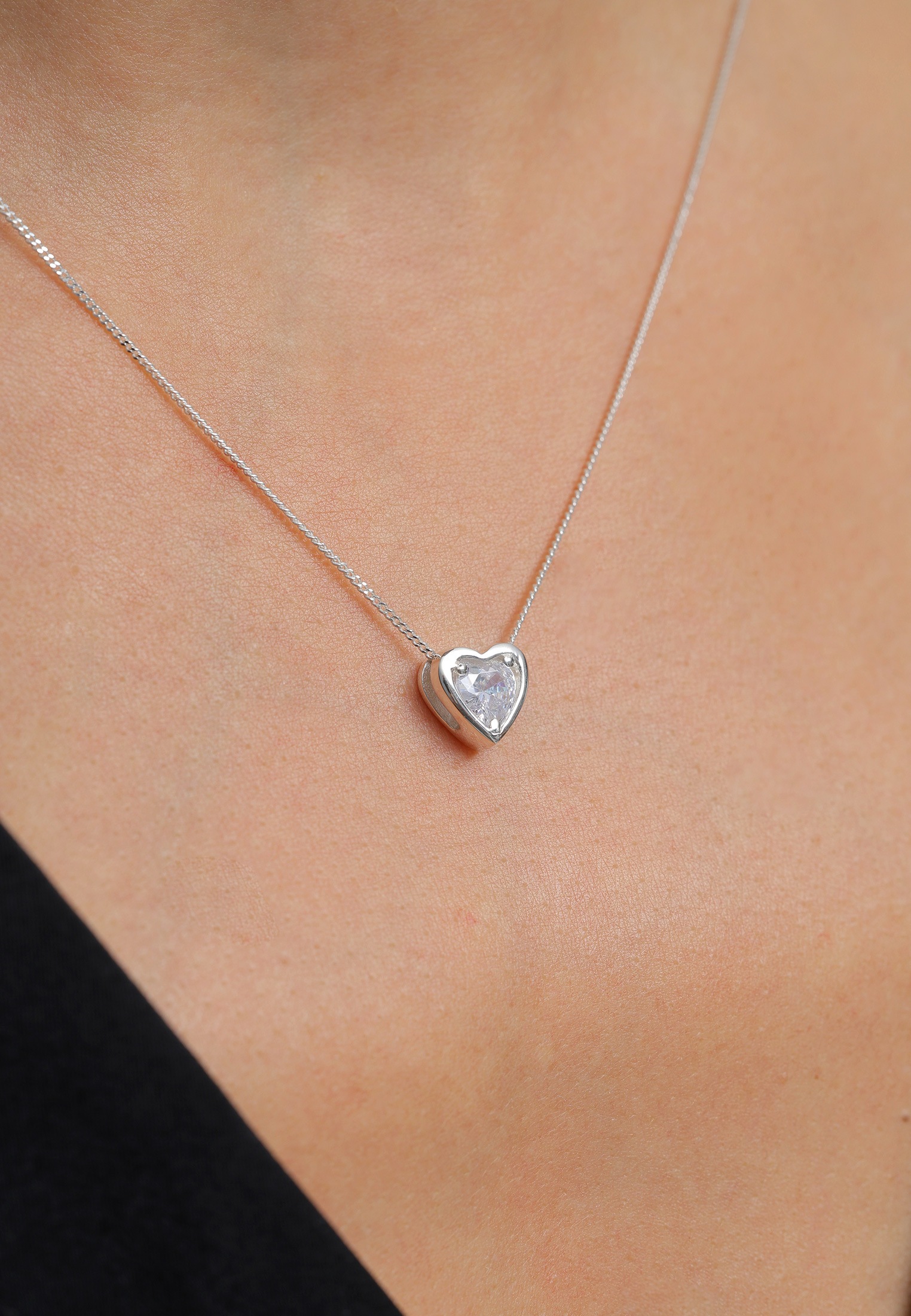 Elli Silberkette »Halskette Anhänger mit Herz Love Zirkonia 925 Silber«