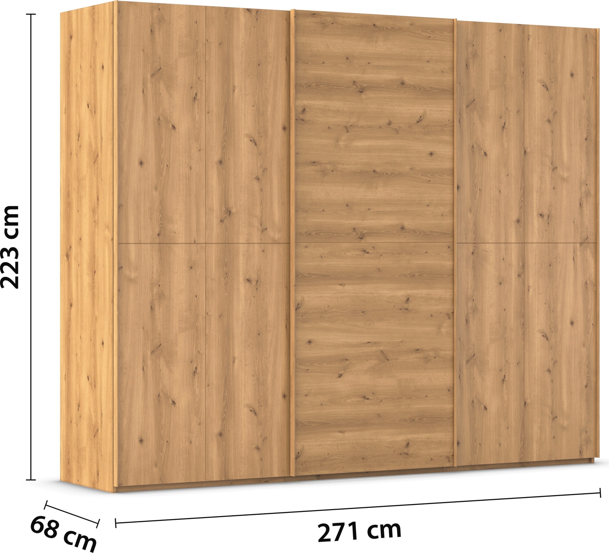 rauch Schwebetürenschrank »Kleiderschrank Schrank Garderobe Schlafzimmerschrank SCALE-WOOD«, senkrecht geteilte Türen in robuster massiver Asteiche MADE IN GERMANY