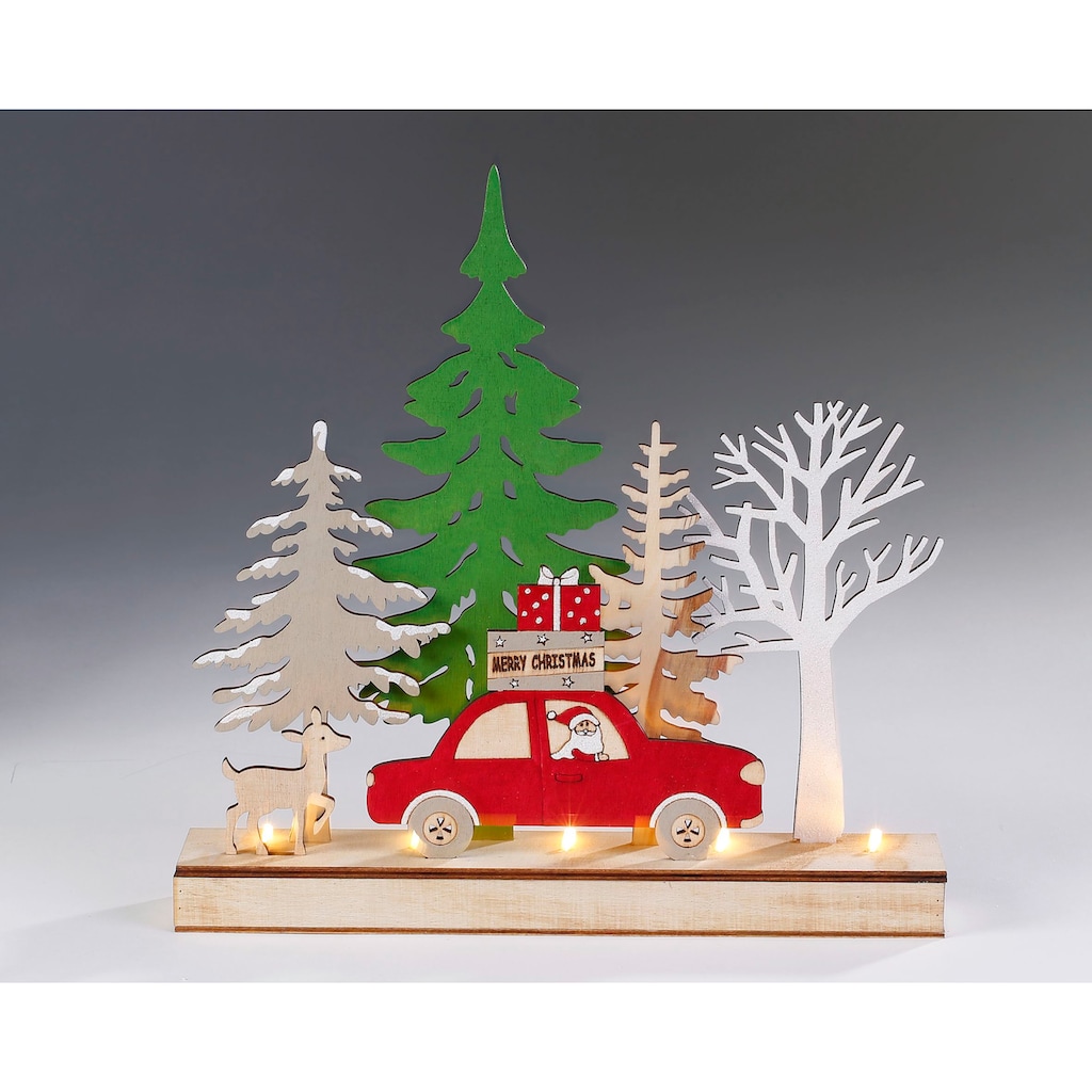 CHRISTMAS GOODS by Inge LED Dekoobjekt »Auto mit Baum«