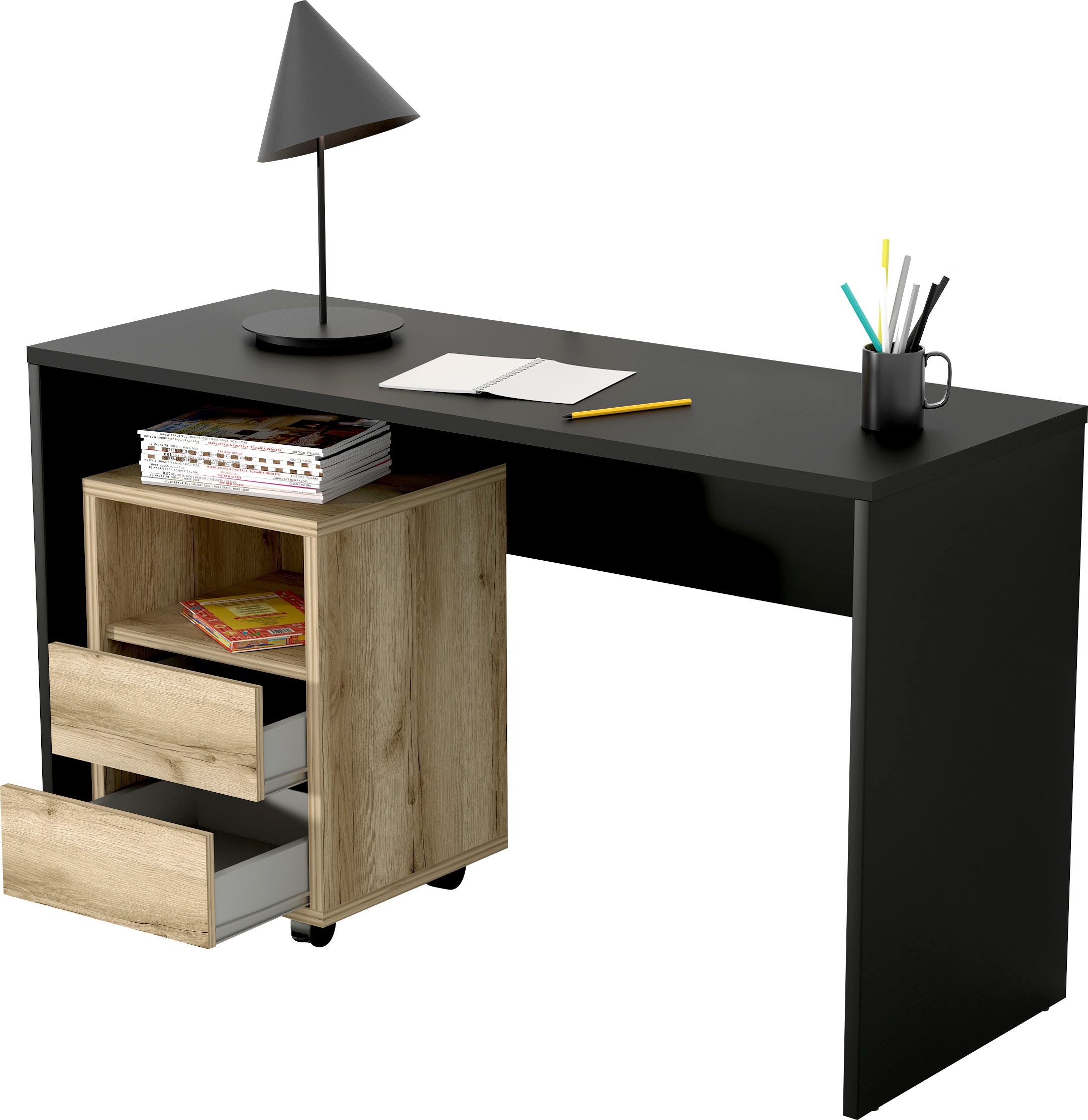 INOSIGN Büromöbel-Set »Agapi«, (Set, 2 tlg.), bestehend aus Schreibtisch und Rollcontainer im modernen Design