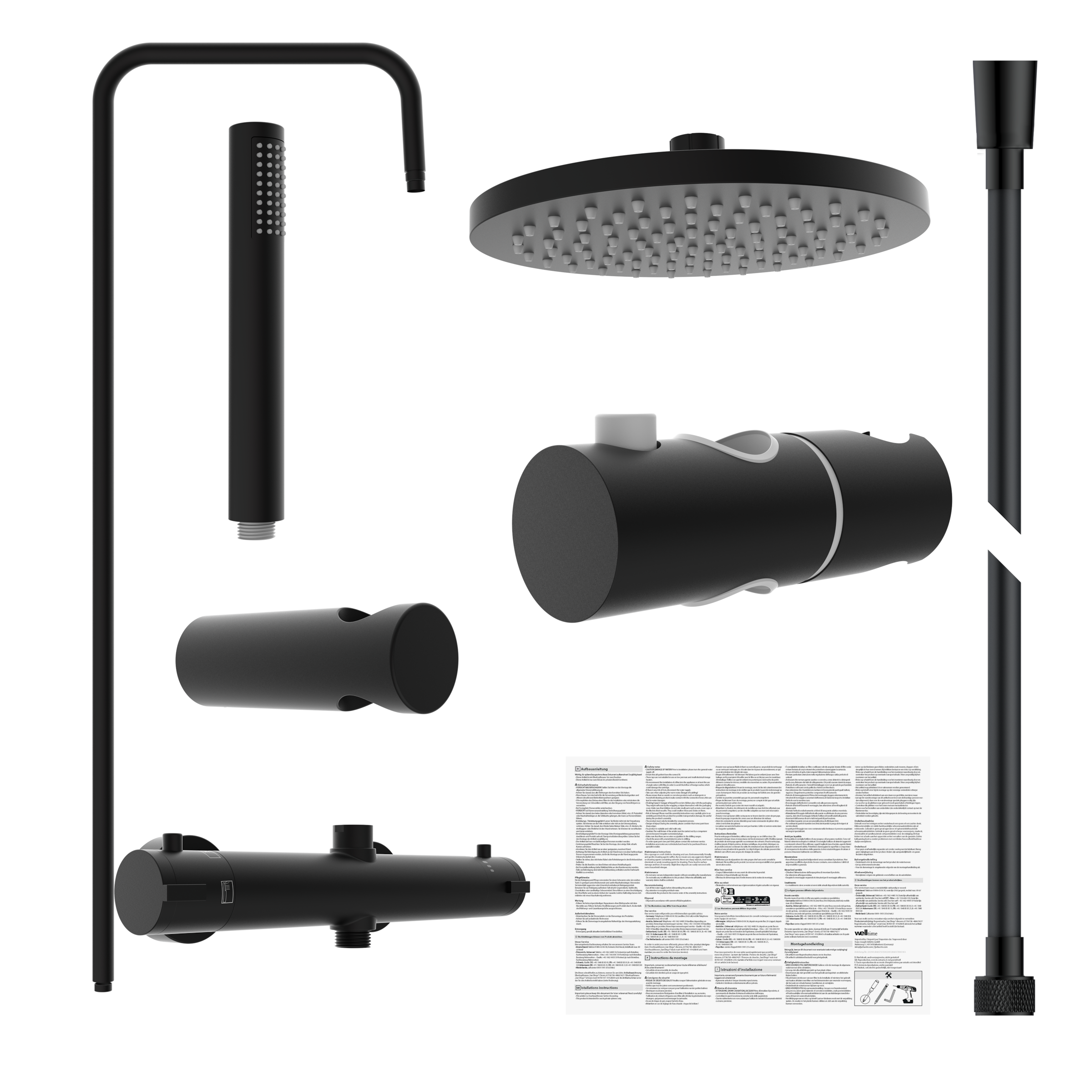 welltime Brausegarnitur »Porto« Duschsystem inkl. Thermostat mit Sicherheitssperre bei 38 °C., 