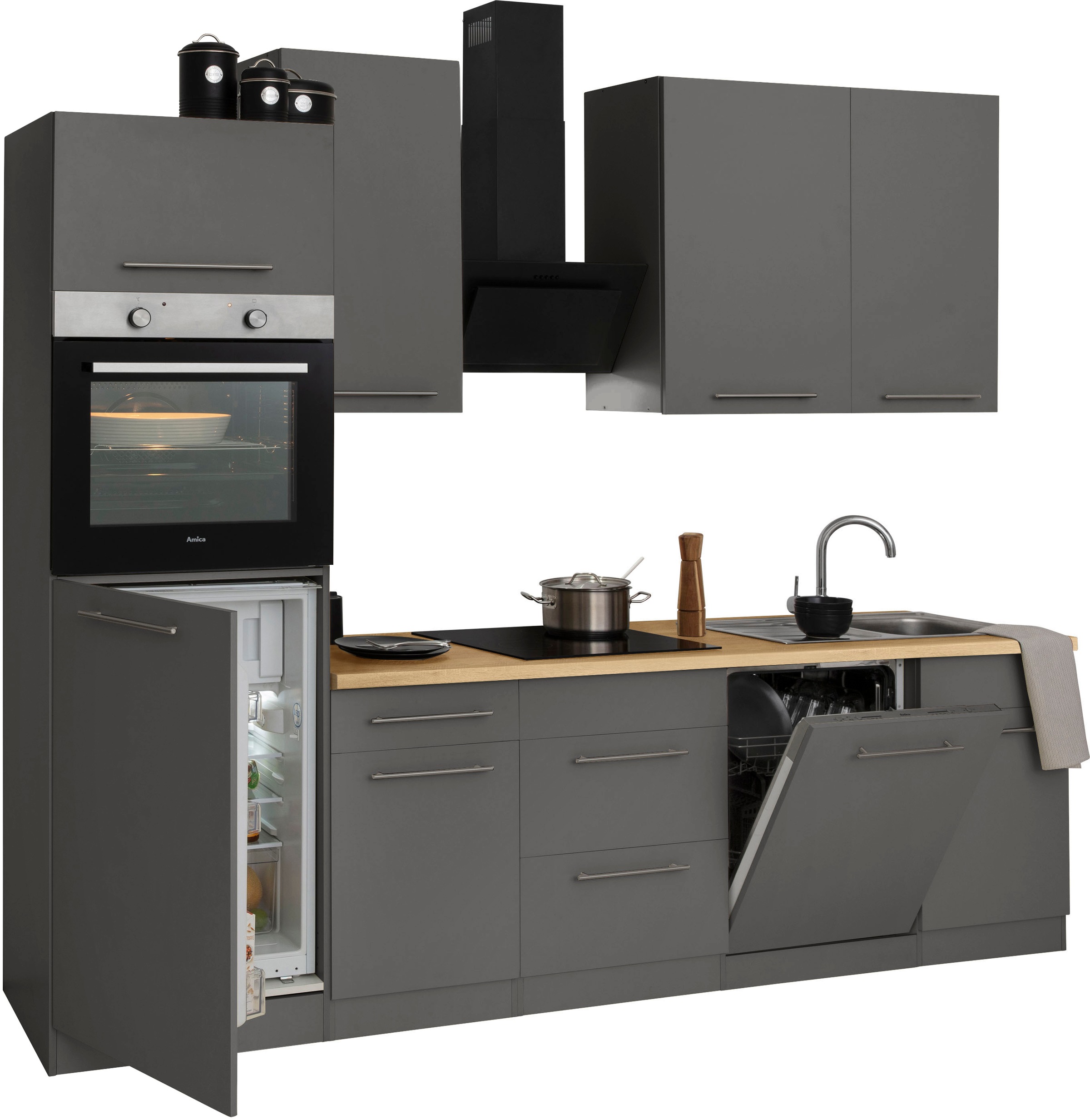 wiho Küchen Küchenzeile »Unna«, mit E-Geräten, Breite 280 cm