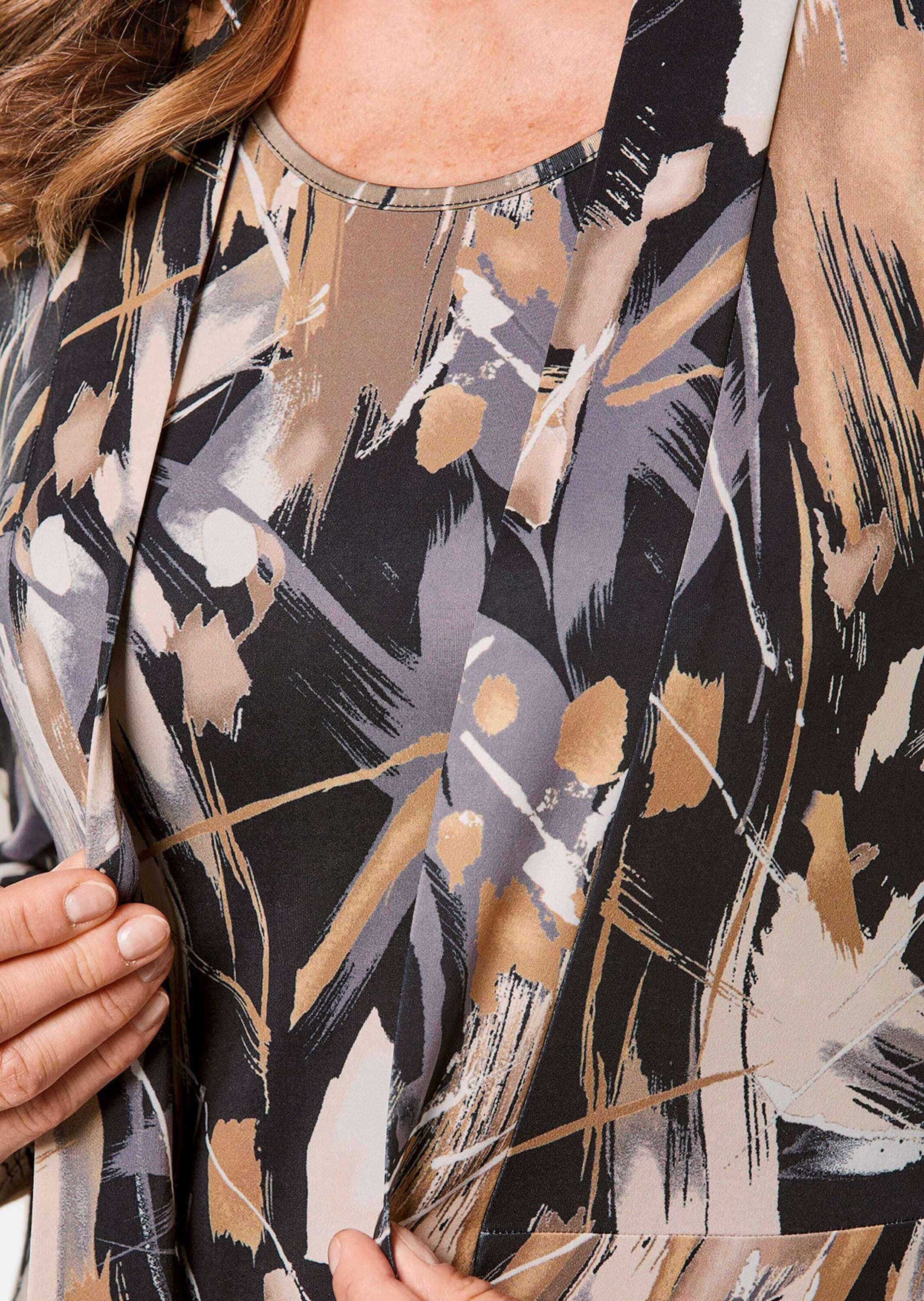 GOLDNER Sommerjacke »Kurzgröße Stretchbequeme Slinky-Longjacke mit aufregendem Druck«
