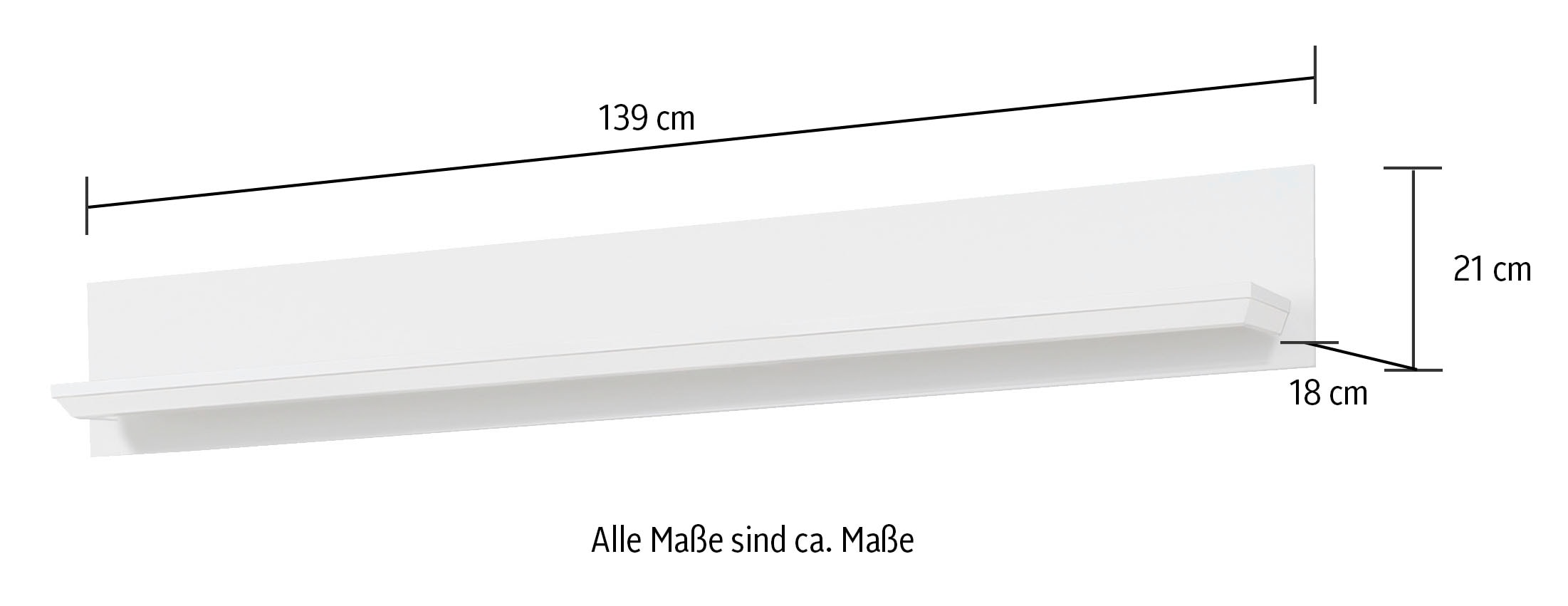 Home affaire Wandregal »Örebro«, Bücherregal im zeitlosen Landhausstil - Maße (B/T/H) 139/17/21 cm