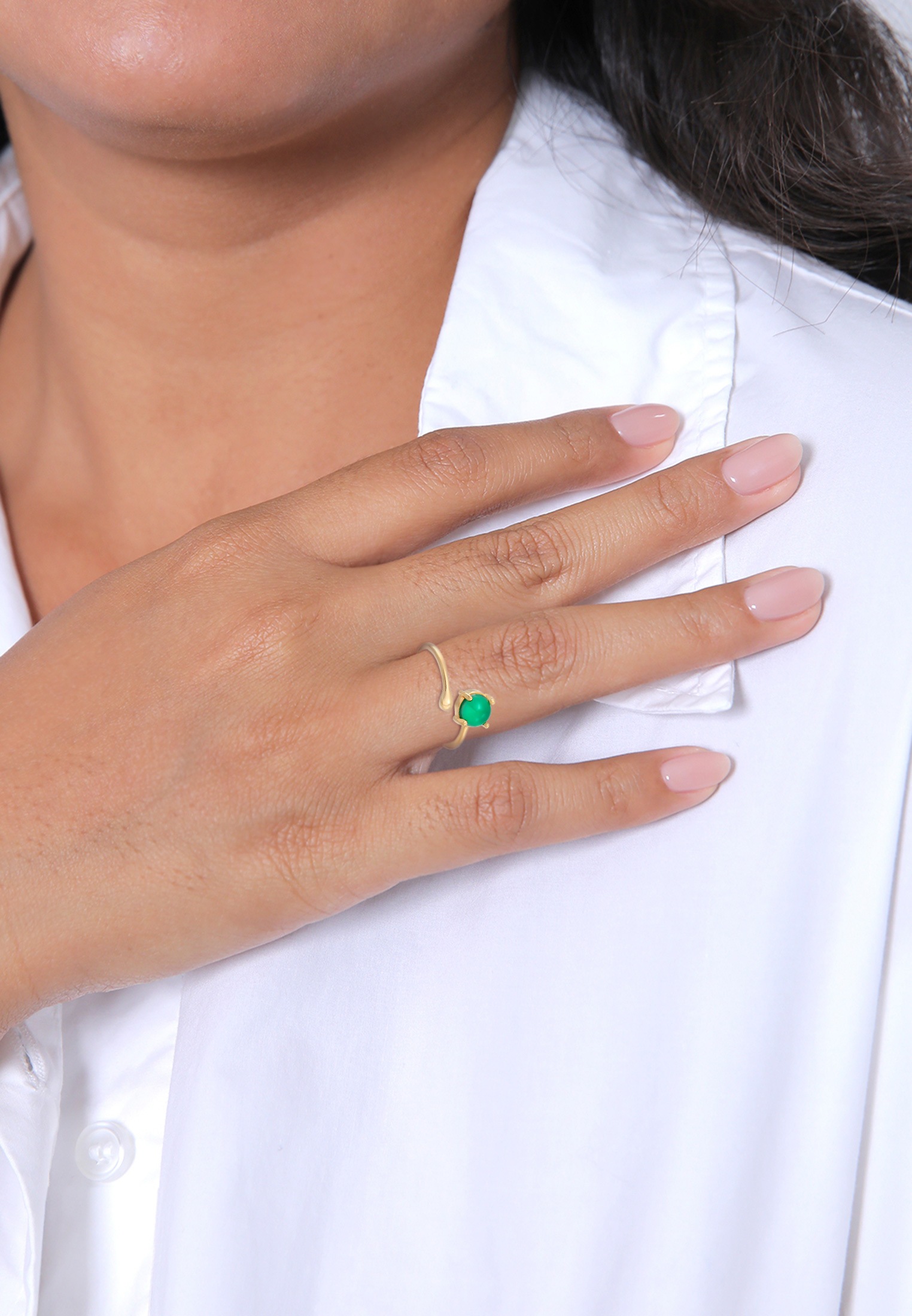 Elli Premium Silberring »Ring Achat verstellbar offen 925 Silber«