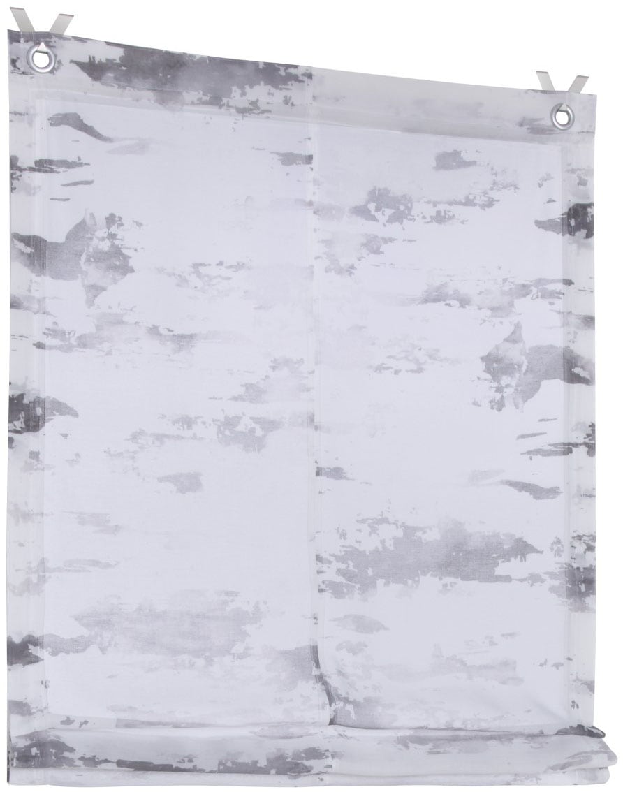 Kutti Raffrollo »Claude«, mit Hakenaufhängung, in halbtransparent, Bohren, bedruckt, Polyester, Fensterhaken ohne Führungsschienen, mit weiß