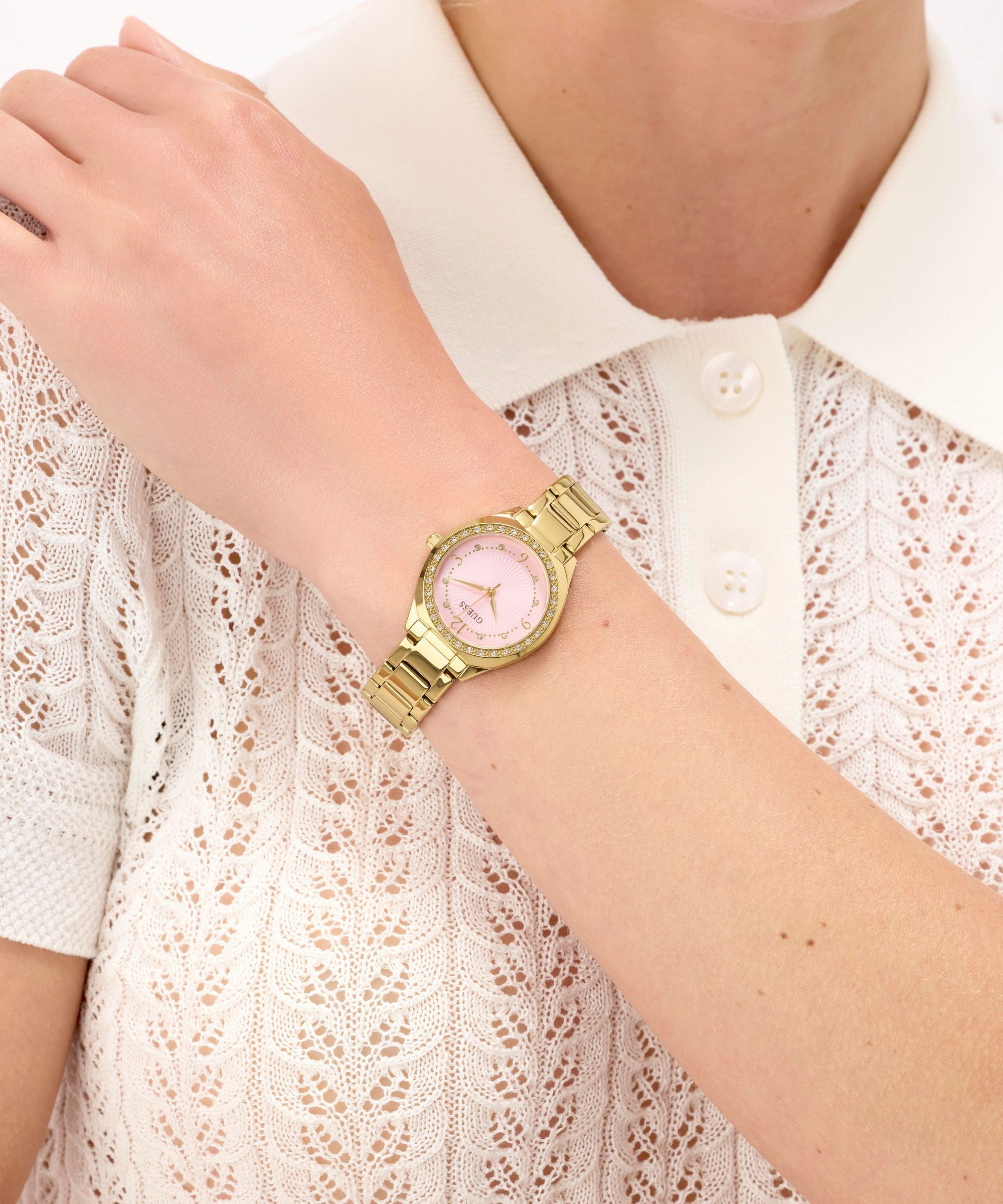 Guess Quarzuhr »GUESS-CHARLOTTE« Armbanduhr, Damenuhr, Edelstahlarmband, analog