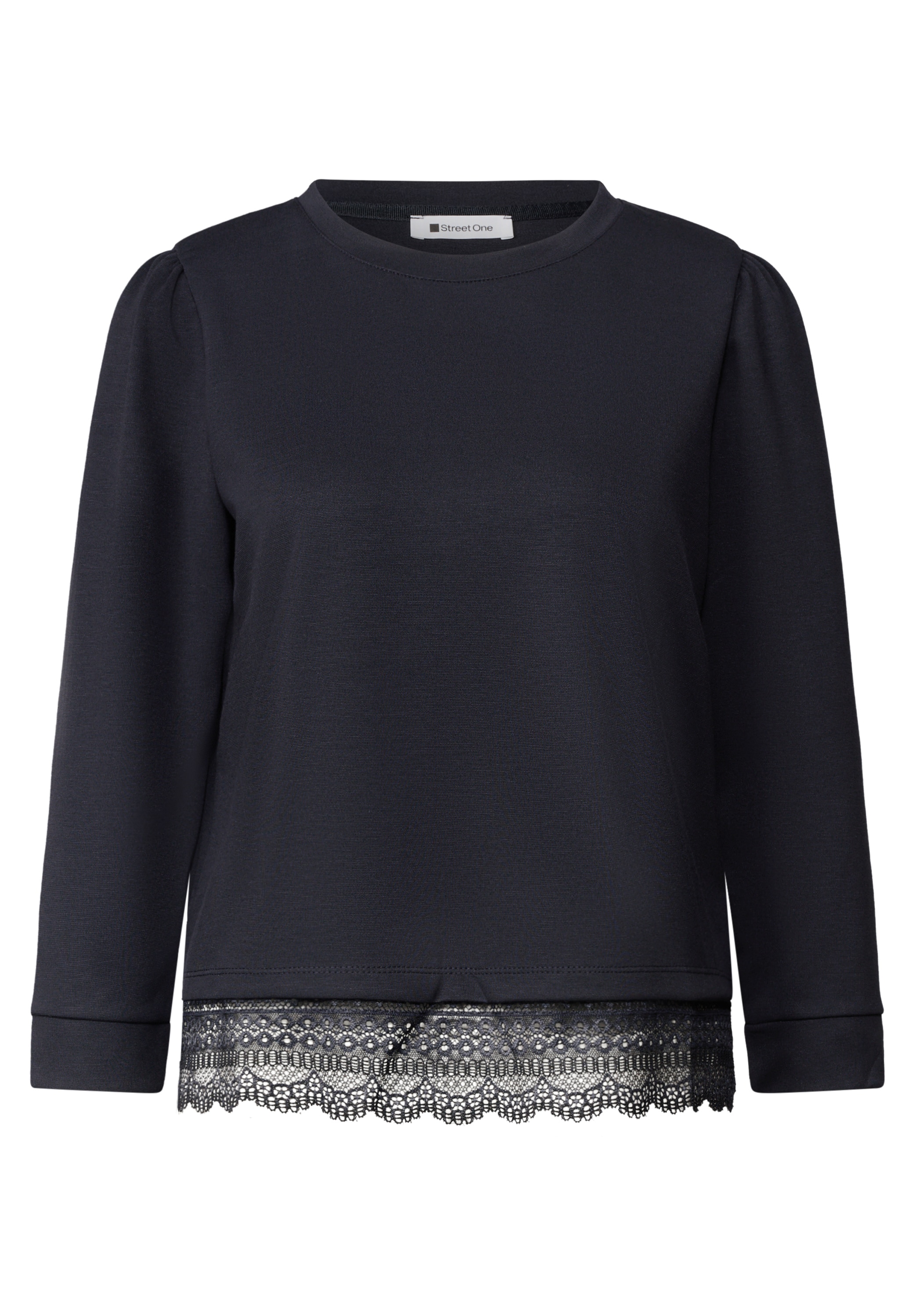 STREET ONE 3/4-Arm-Shirt mit Spitzenkante am Saum / mit Stretch