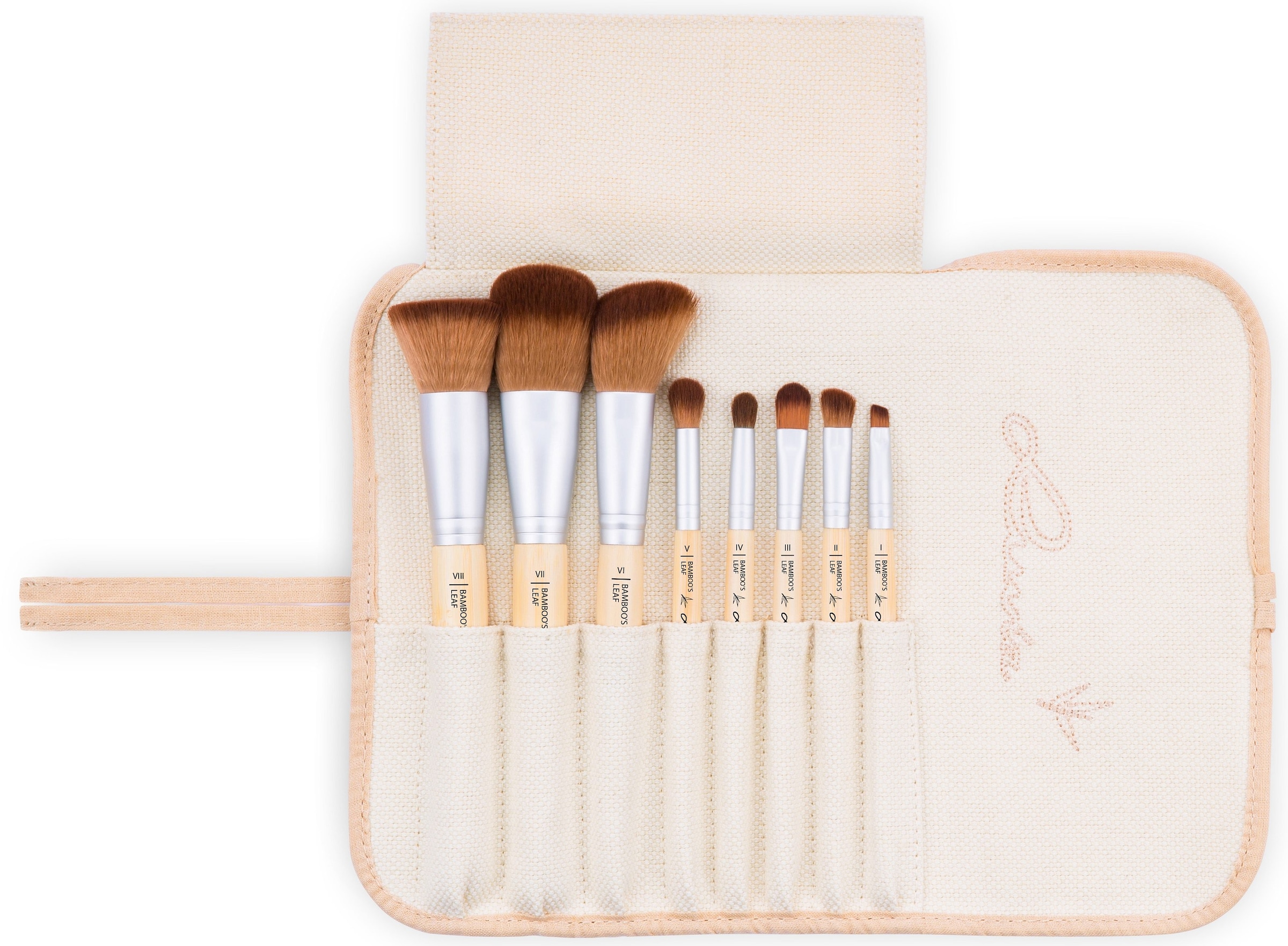 Luvia Cosmetics Kosmetikpinsel-Set »Bamboo's Leaf«, (8 tlg., mit Aufbewahrungstasche), vegan