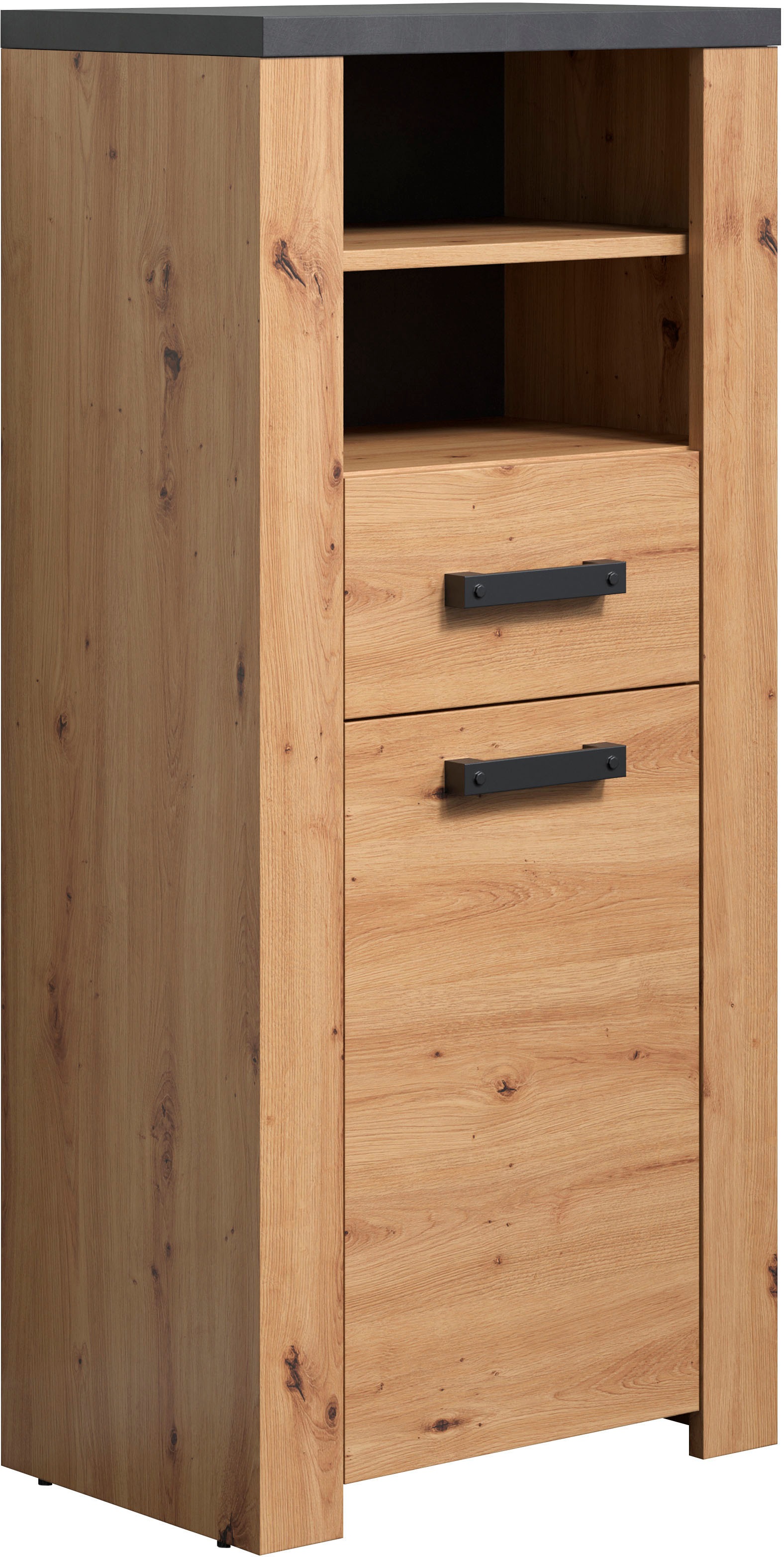 welltime Midischrank »Ambres«, (1 St.), Badschrank in matter Echtholzoptik - Maße (B/T/H) 53/35/118 cm