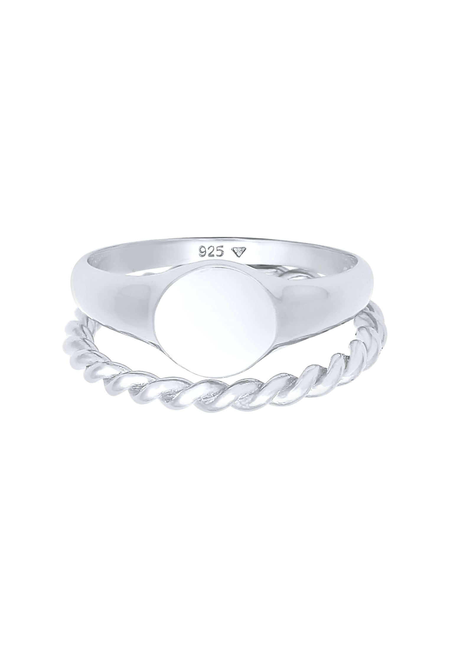 Elli Ring-Set »Ring Siegelring Basic Bandring Twist 2er Set 925 Silber«
