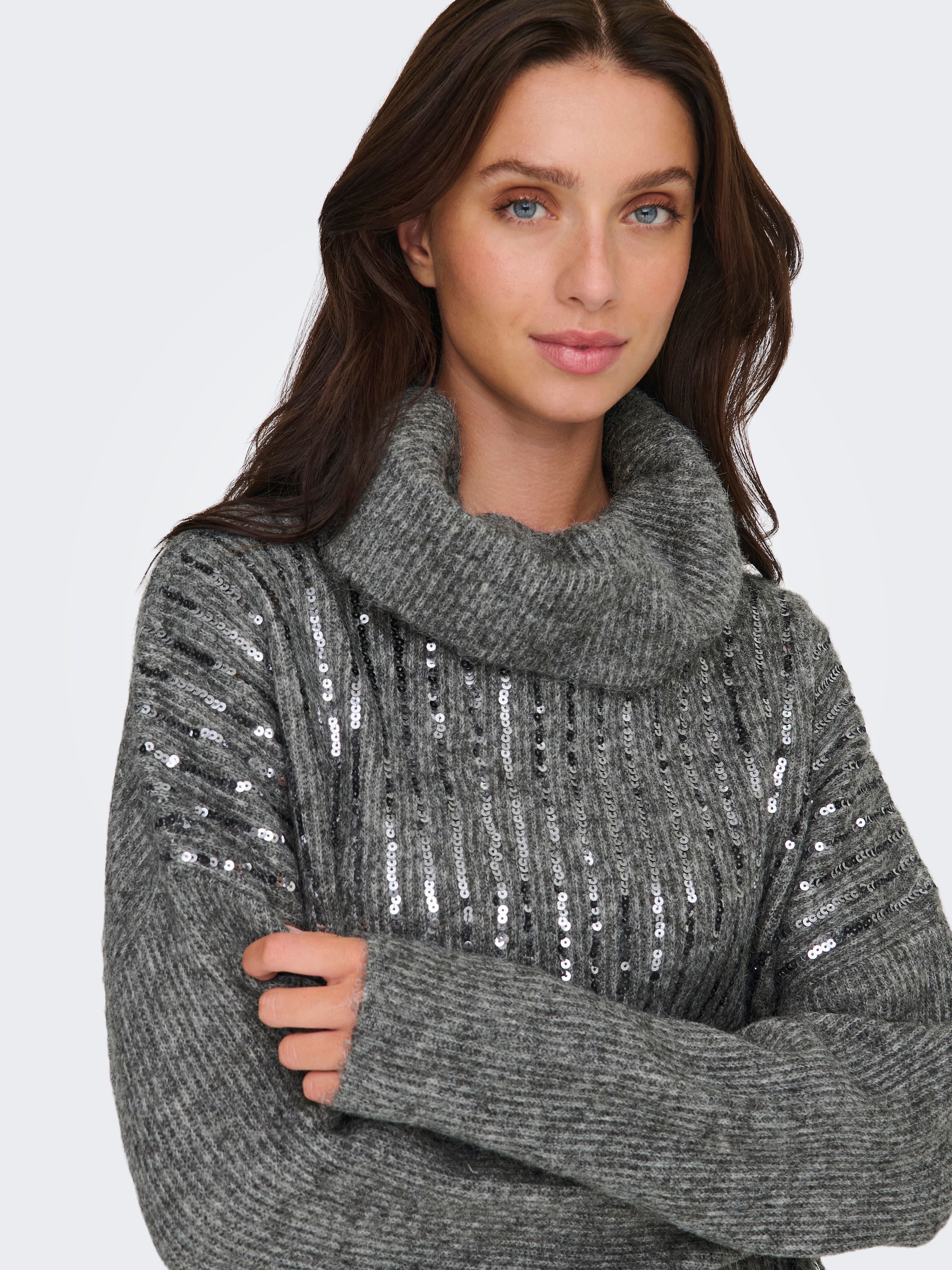 ONLY Rollkragenpullover »ONLMIU LS COWL NECK SEQUIN EX KNT«, mit Pailletten-Details
