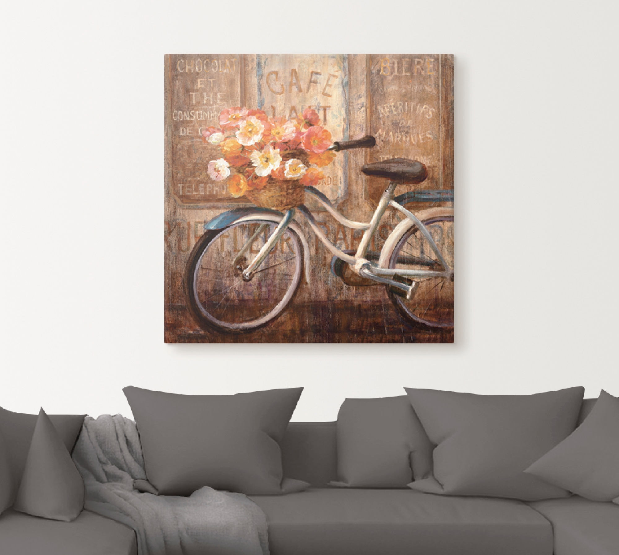 Artland Leinwandbild »Triff mich im Cafe II« Fahrräder 1 Stk. tlg. auf Holzrahmen gespannt
