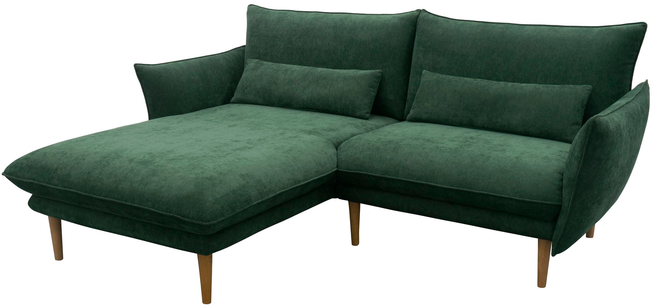 DOMO collection Ecksofa »Leuven kompakte Stellmaße, Breite 200 cm, schmale Armlehnen, L-Form« angenehm feste Polsterung, bodenfrei, 19 cm hohe Holzfüße