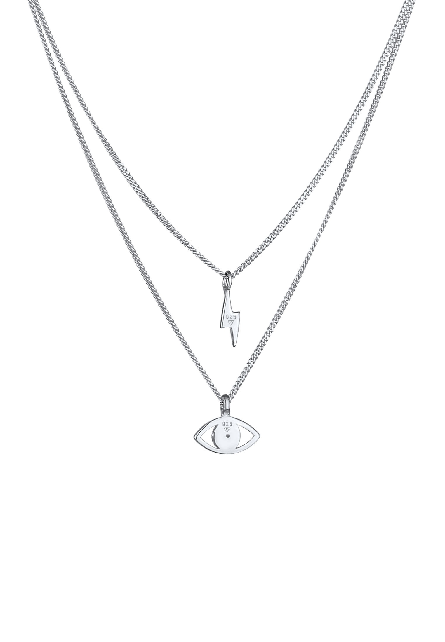 Elli Silberkette »Halskette Layer Evil Eye Blitz 925 Silber, mit Kristallen von Swarovski®«