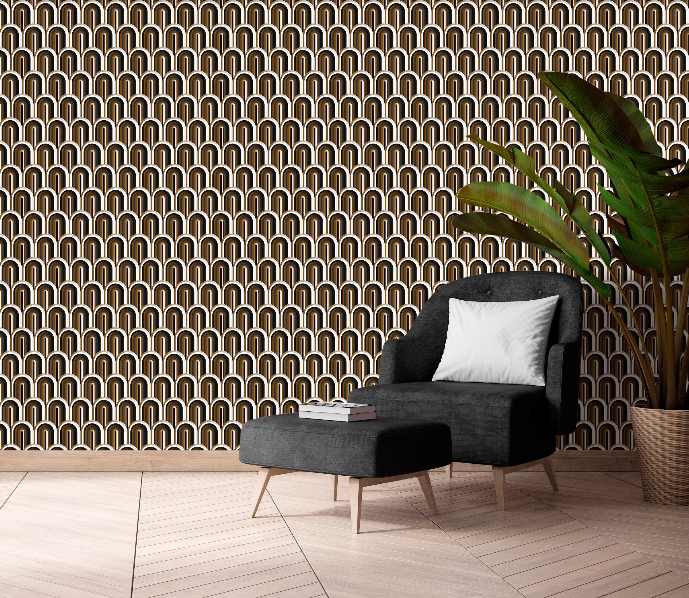 queence Vinyltapete »Auri«, 90x250cm, selbstklebend, kinderleichte Anbringung, Sticker